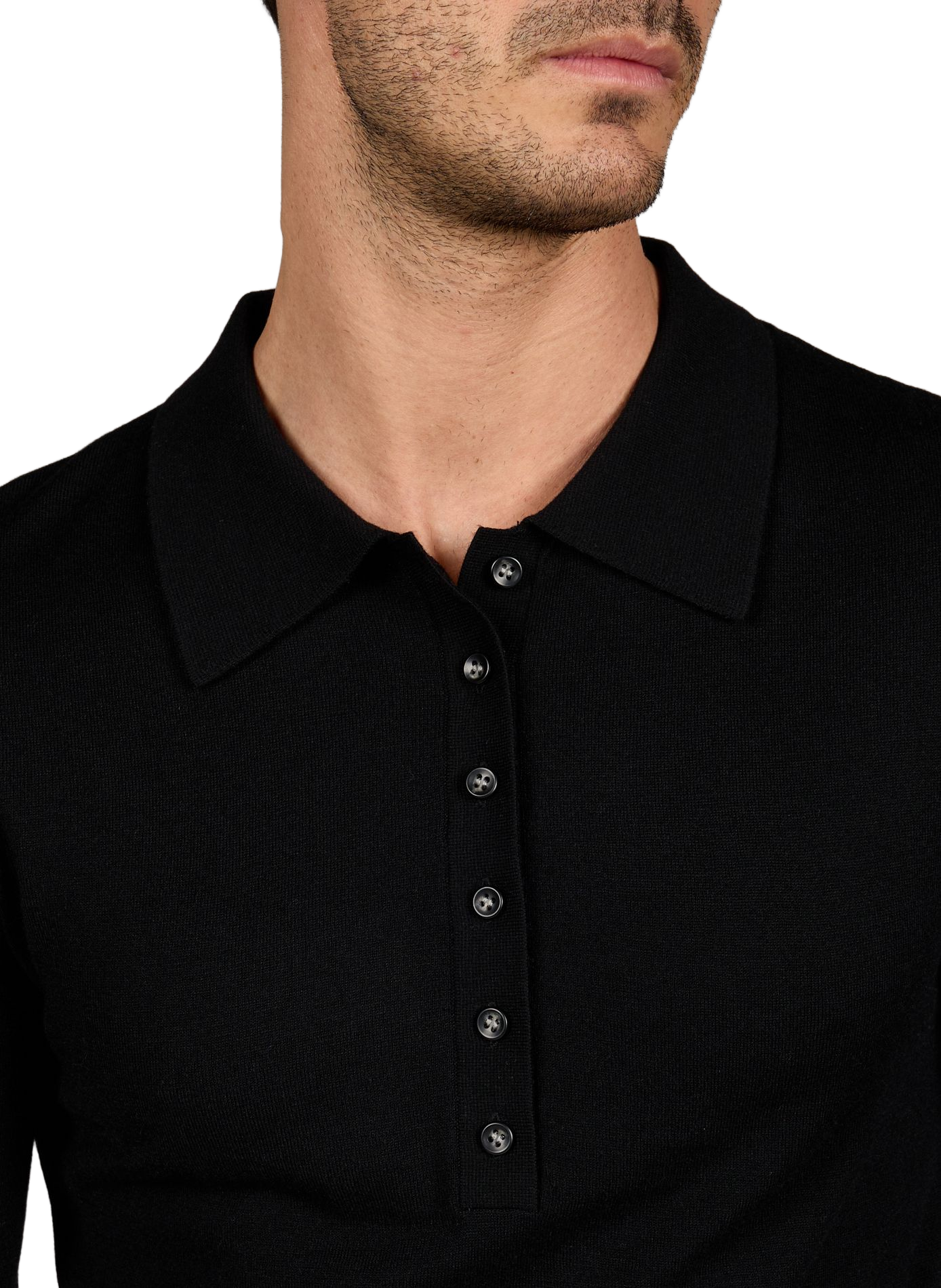 Polo manches longues en laine mélangée ENTIRE STUDIOS Noir