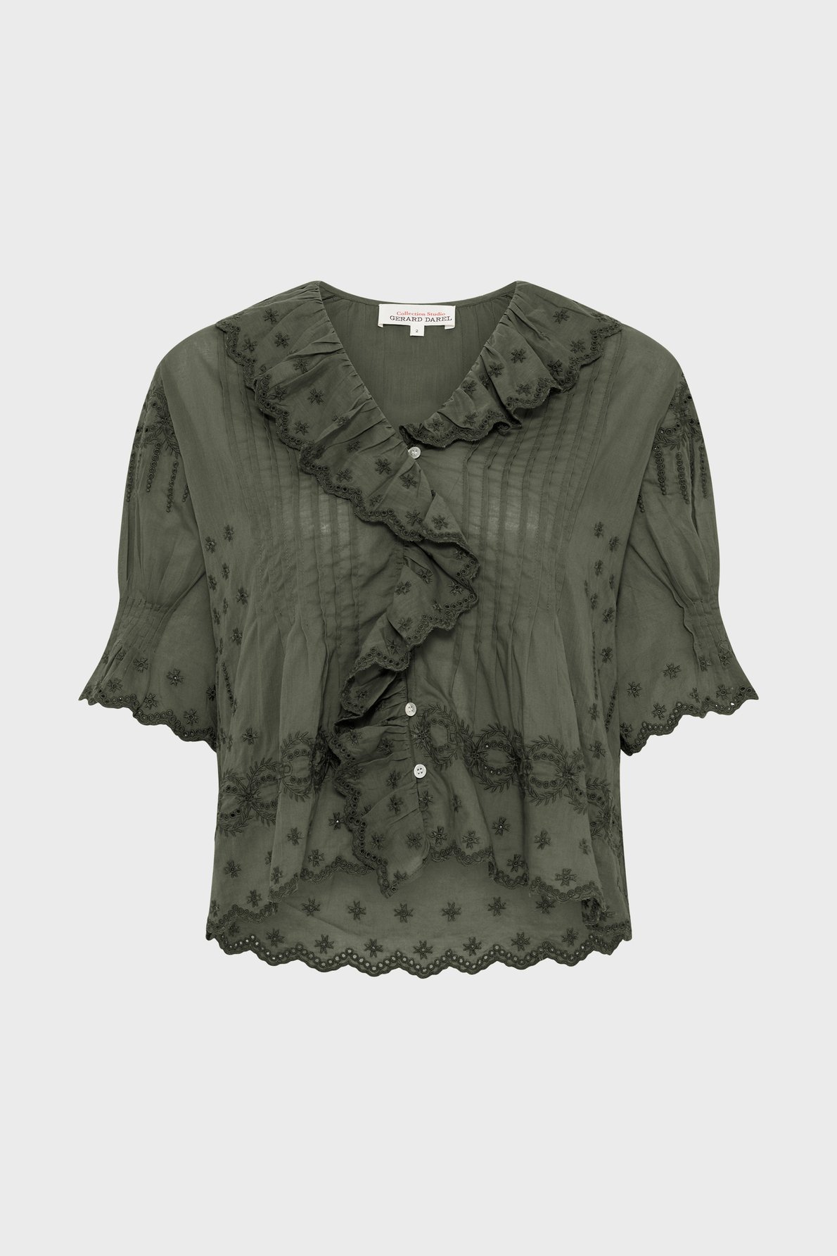 Chemise brodée en voile de coton - ceylia GERARD DAREL Vert