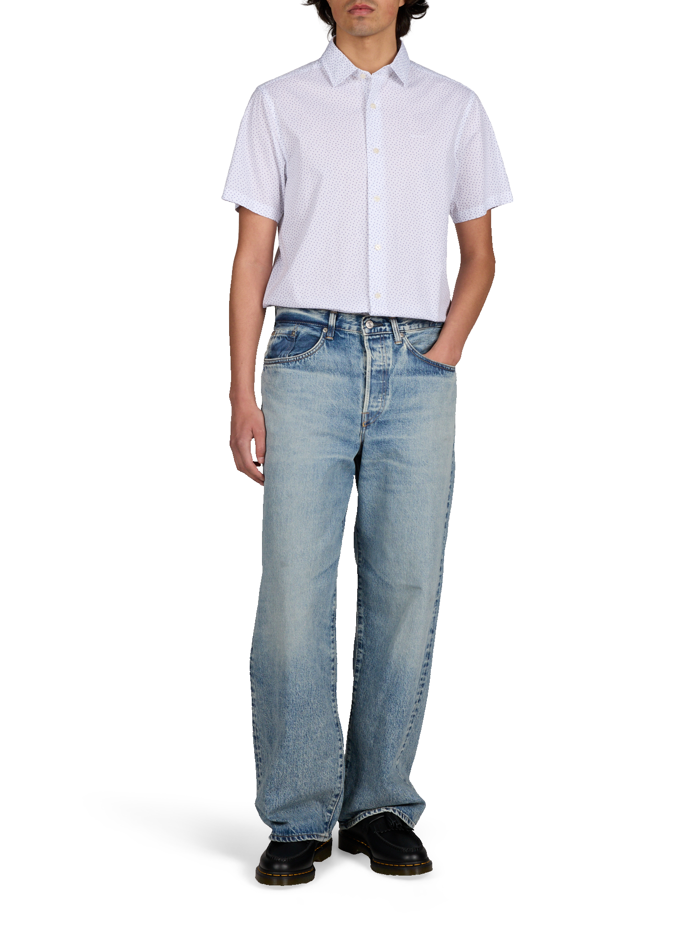 Chemise manches courtes à motifs en coton GANT Blanc