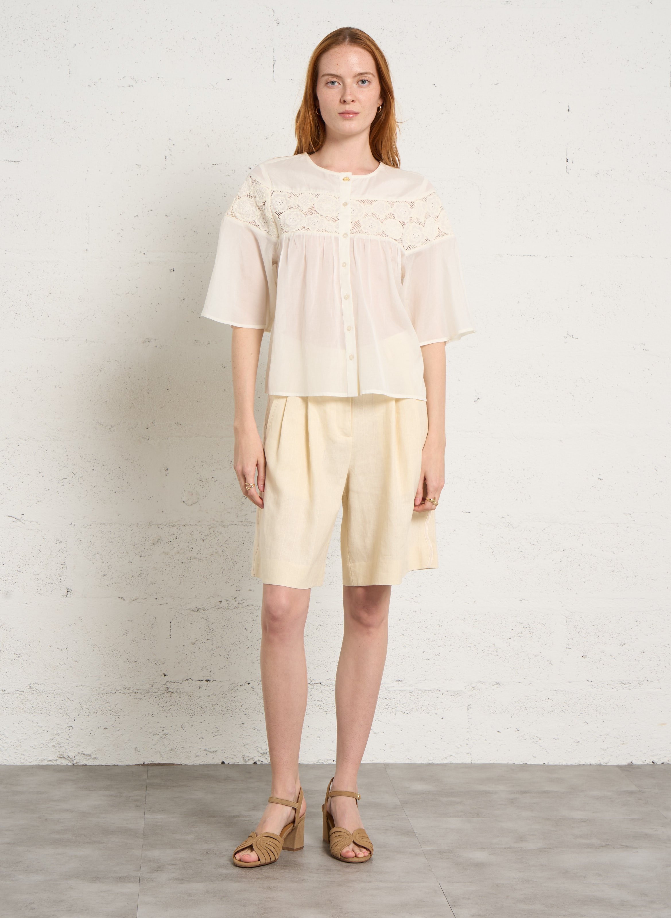 Sandales à talons en cuir velours eileen BOBBIES Beige