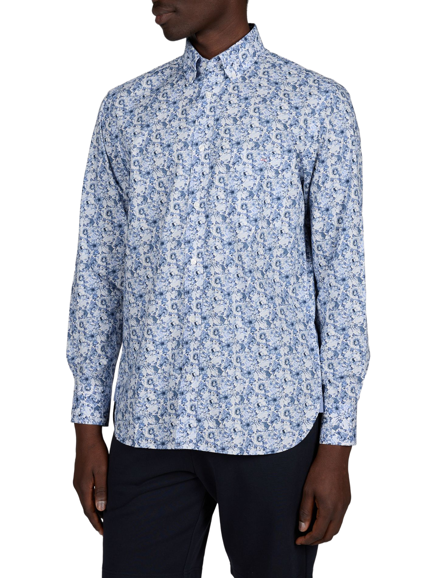 Chemise droite imprimée en coton EDEN PARK Bleu