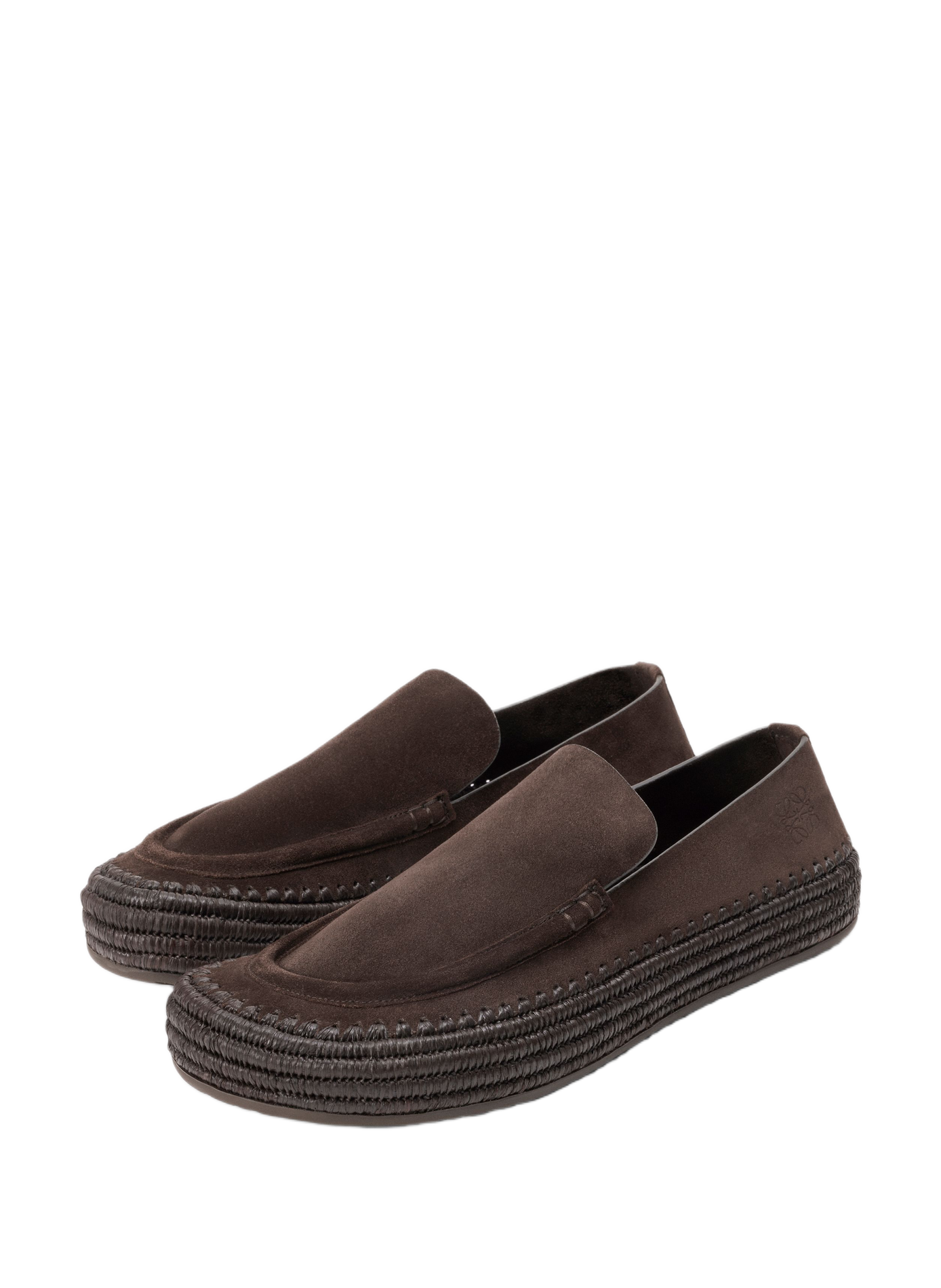 Rio suede and raffia moccasins LOEWE Brown