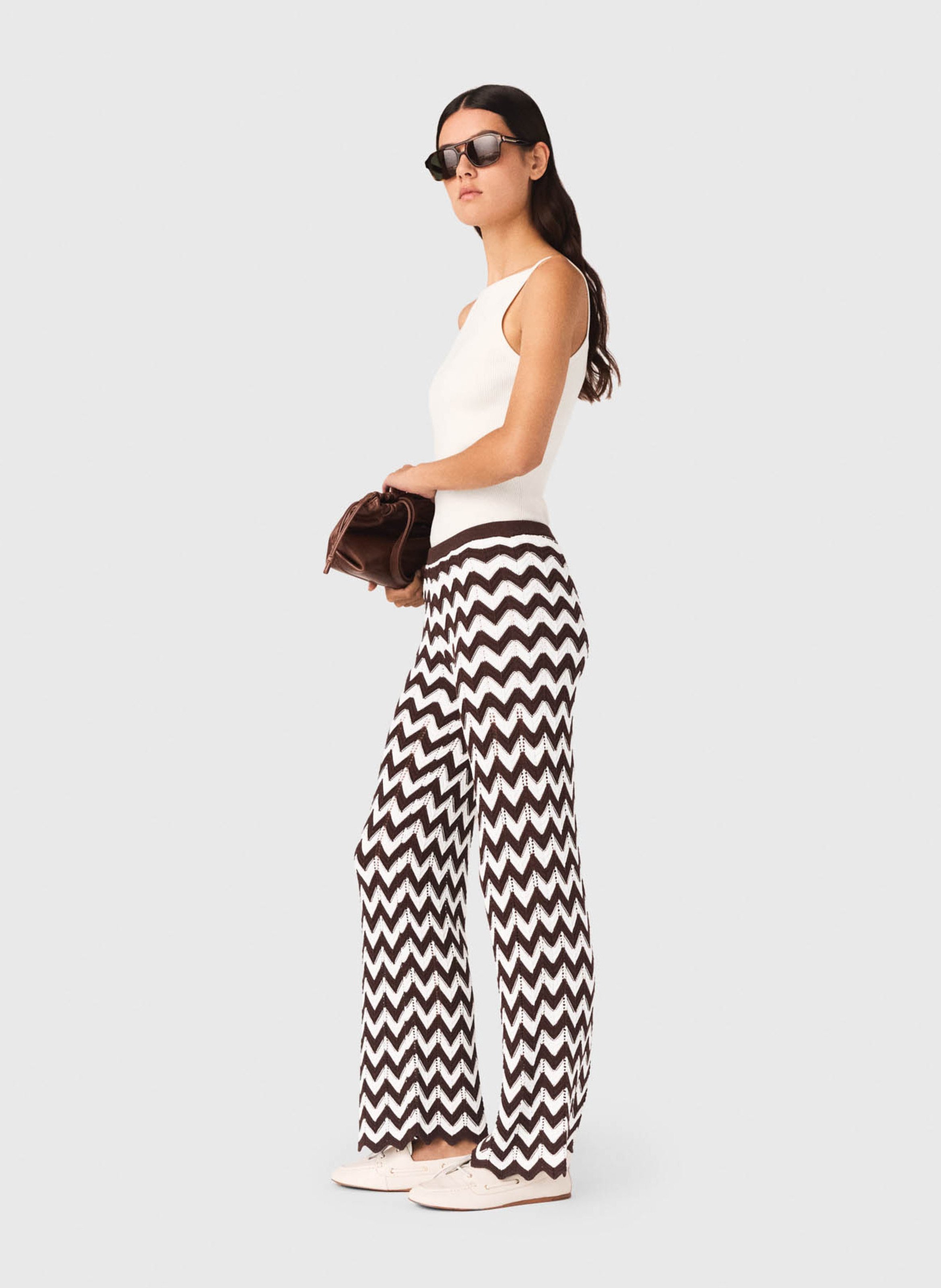Pantalon évasée en coton MAJE Marron