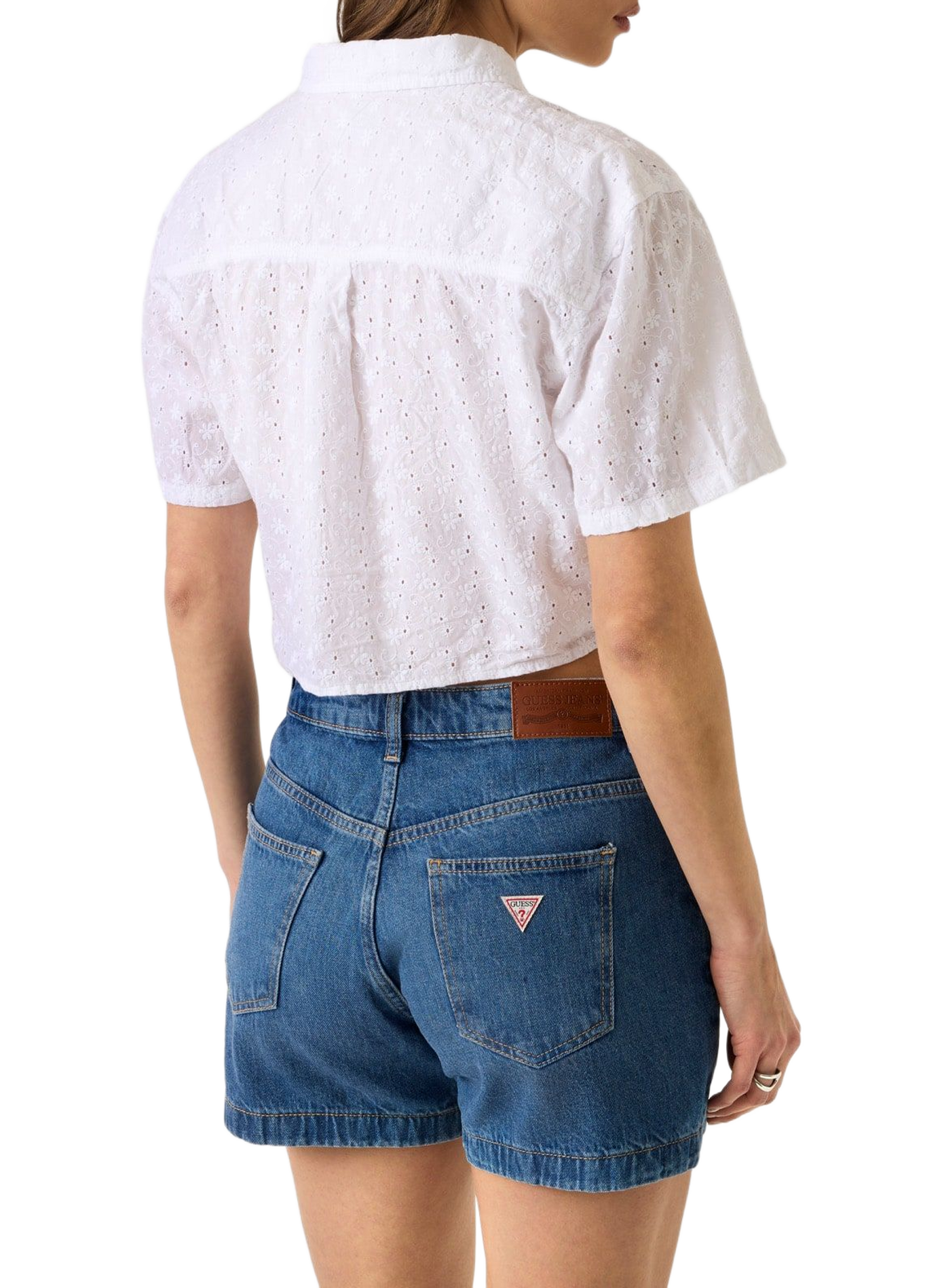 Short lace-up cotton shirt GUESS White