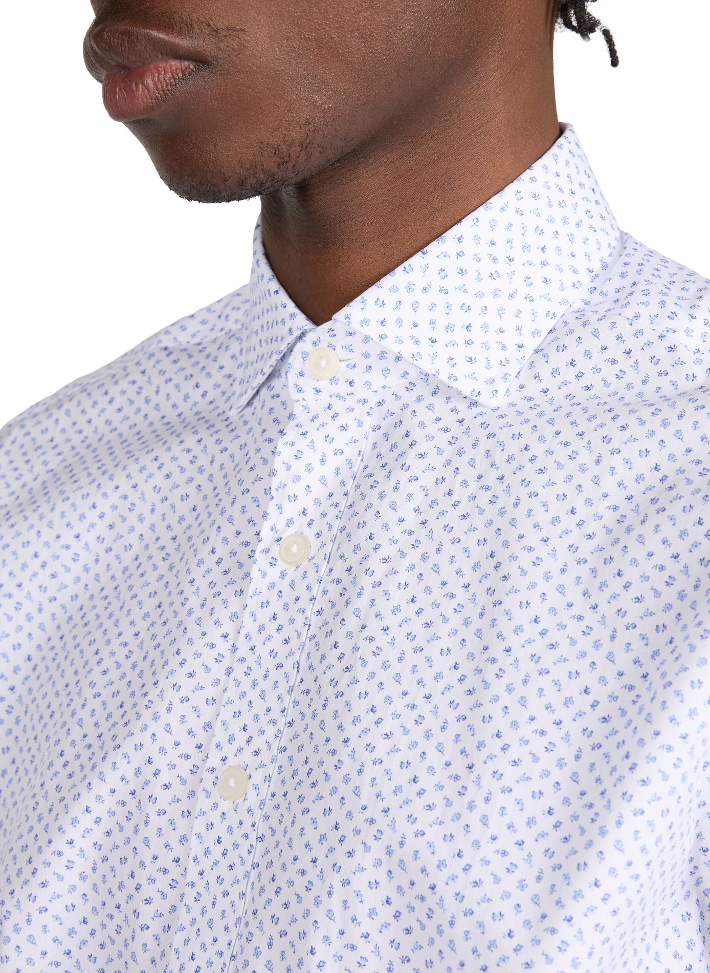 Chemise ajustée à fleurs en coton HACKETT Bleu