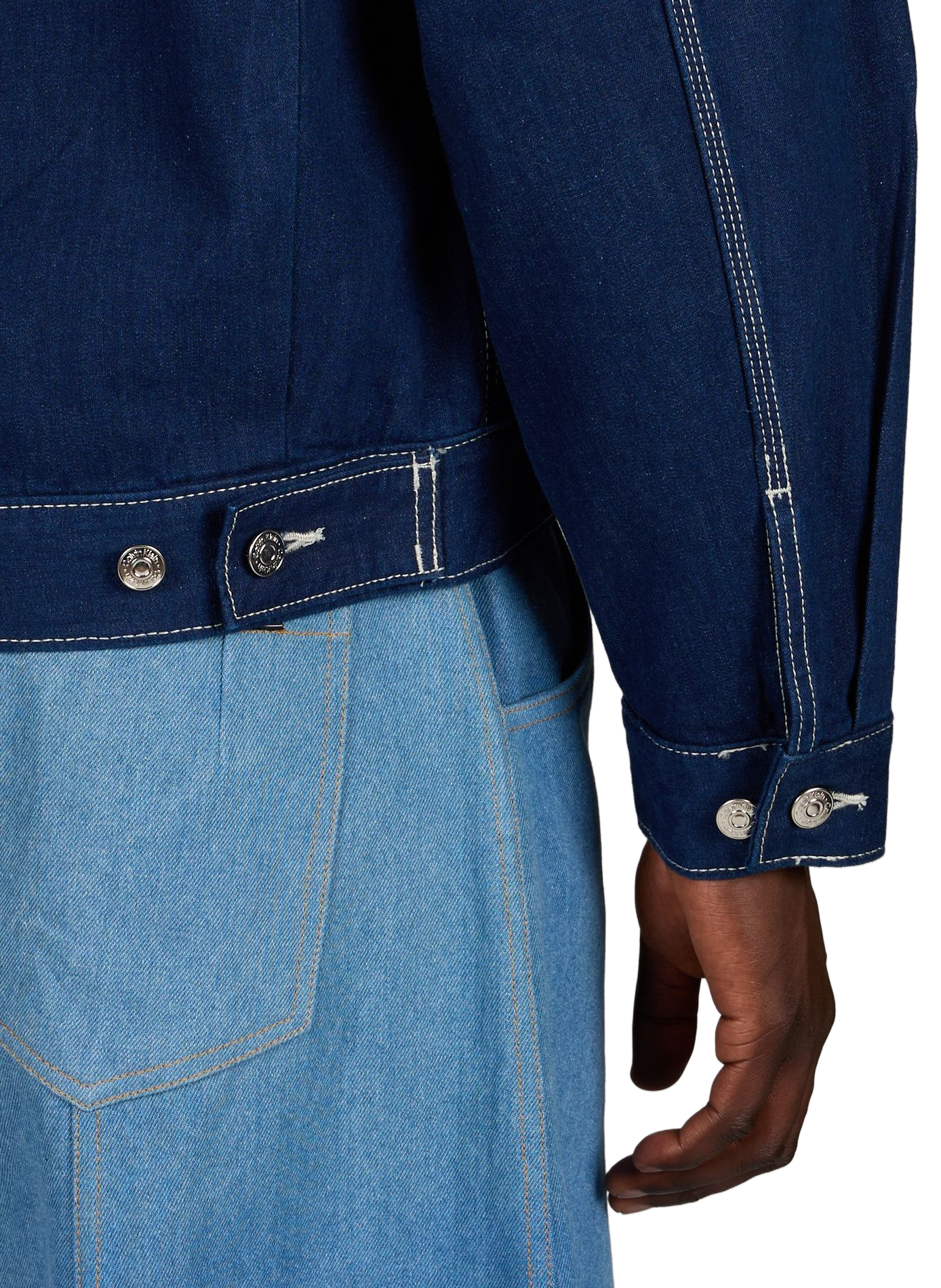 Jacket with contrasting topstitching in mixed cotton. CALVIN KLEIN Blue