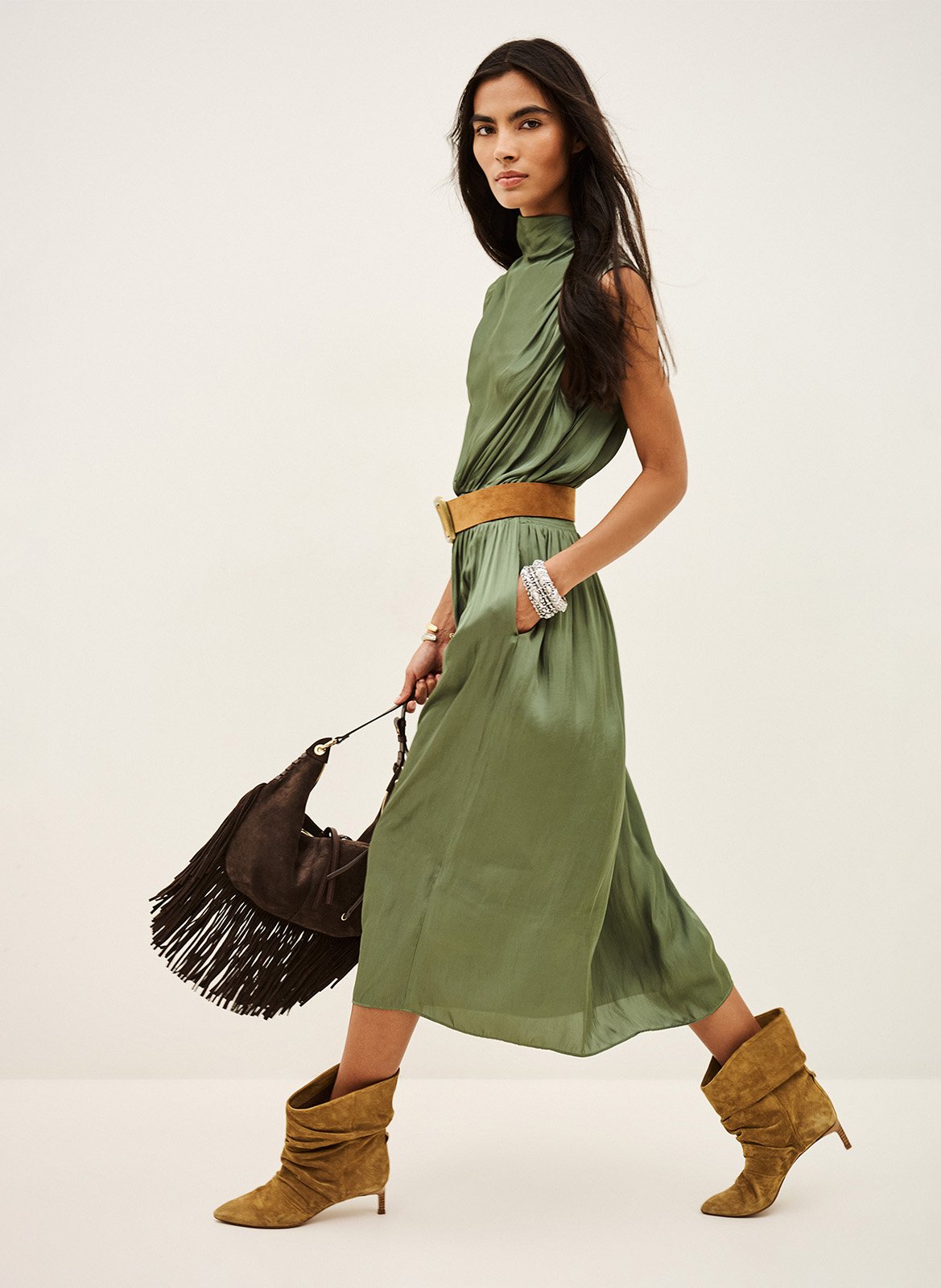 Robe longue fluide unie celea BA&SH Kaki