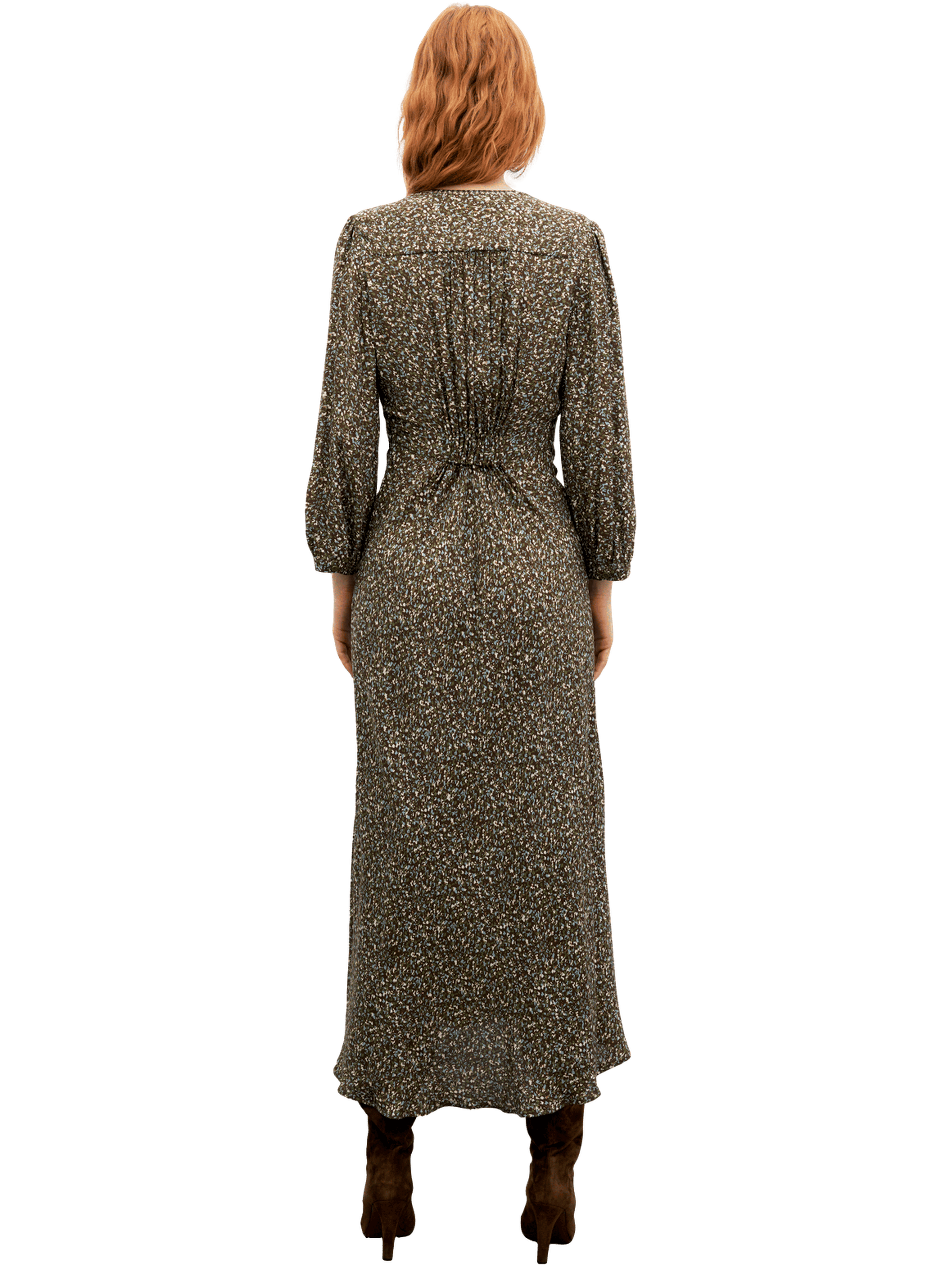 Robe longue cintrée imprimée - caryl GERARD DAREL Vert