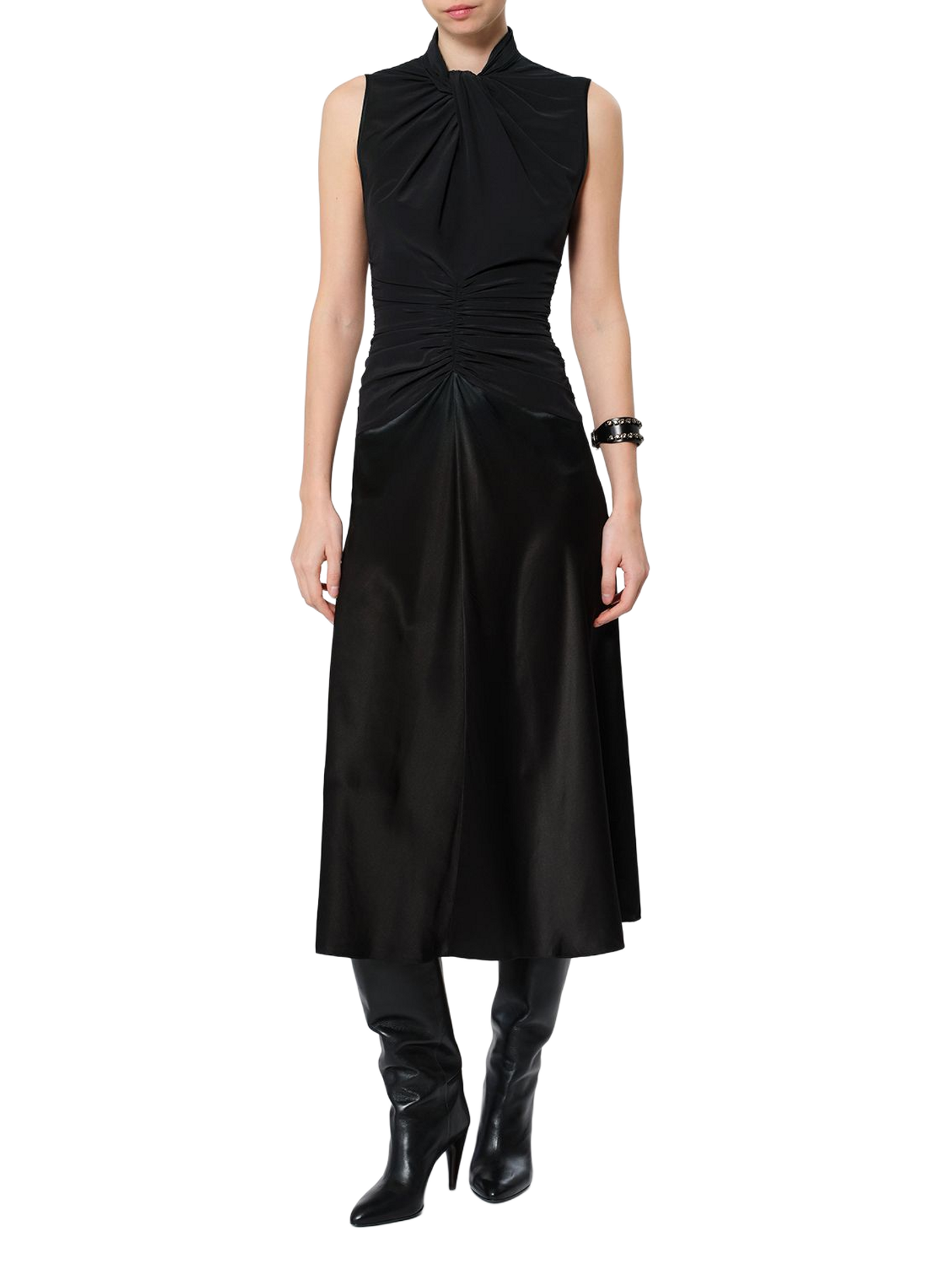 Robe Delfi en soie drapée et froncée ISABEL MARANT Noir