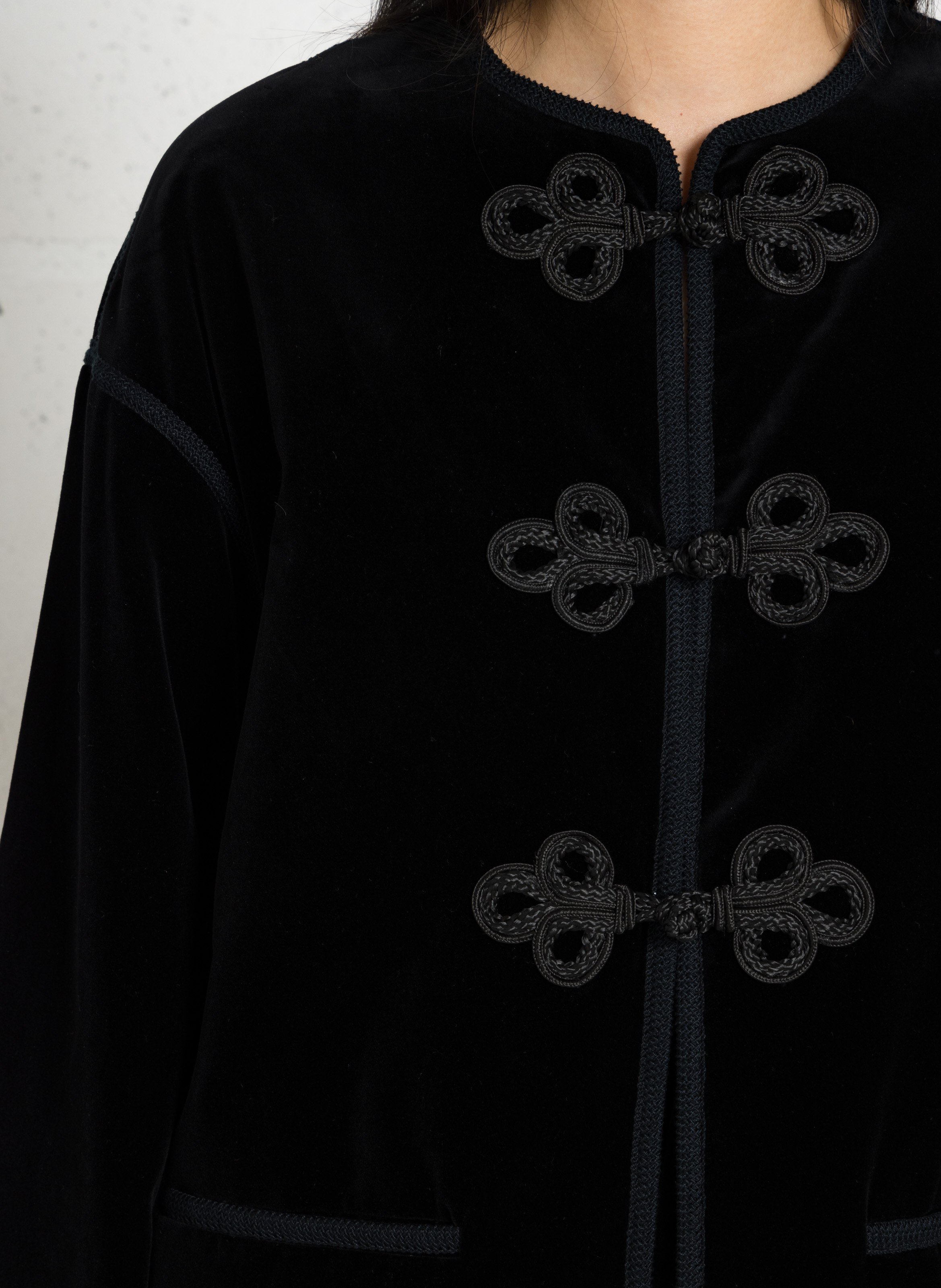 Veste droite col rond en coton bio lutetia SOEUR Noir
