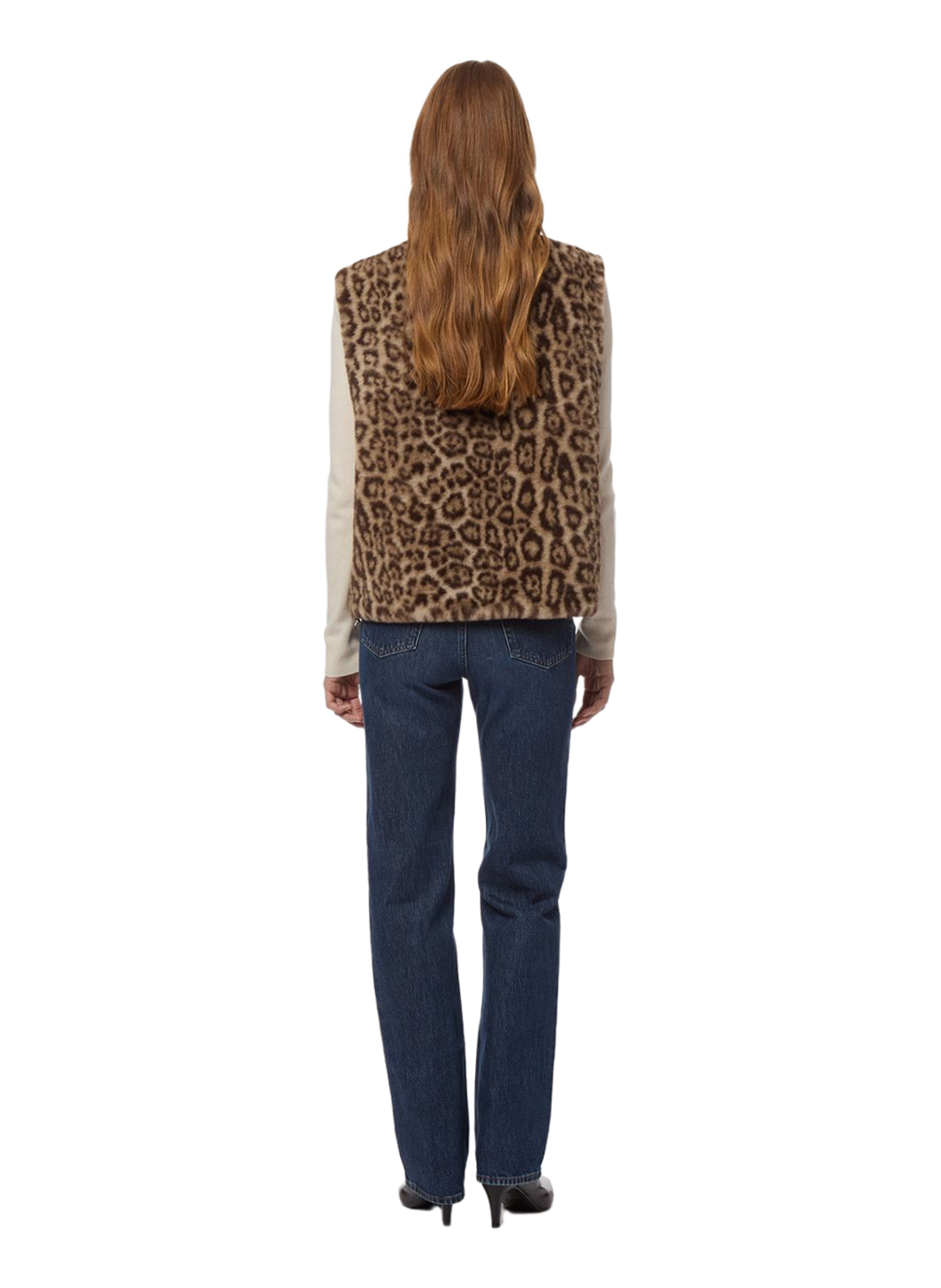 Oversized sleeveless V-neck jacket | Brown APPARIS Women