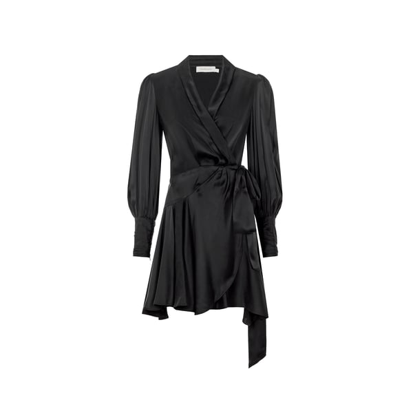 Robe courte portefeuille en soie