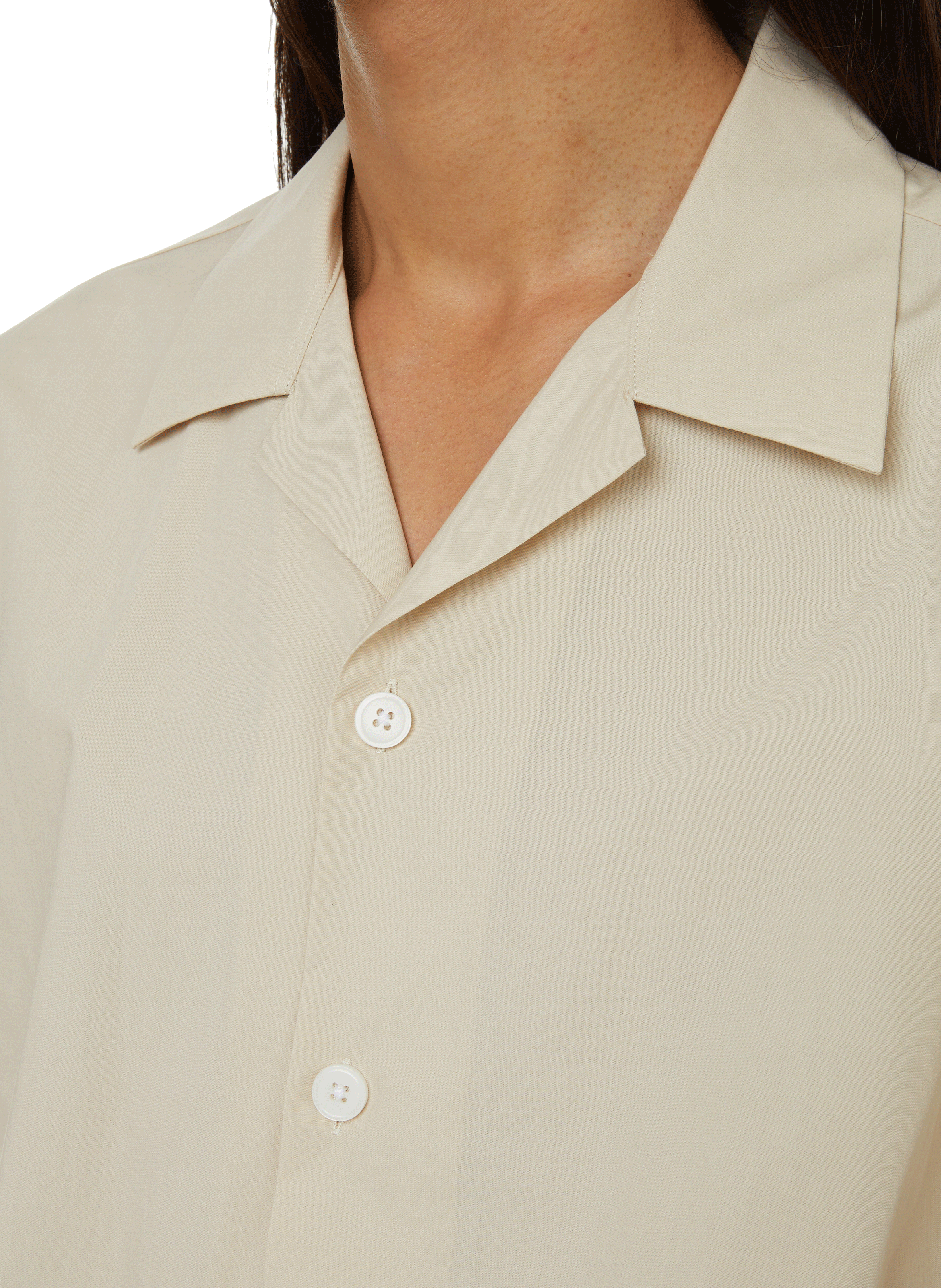 Short-sleeved organic cotton shirt SELECTED Beige