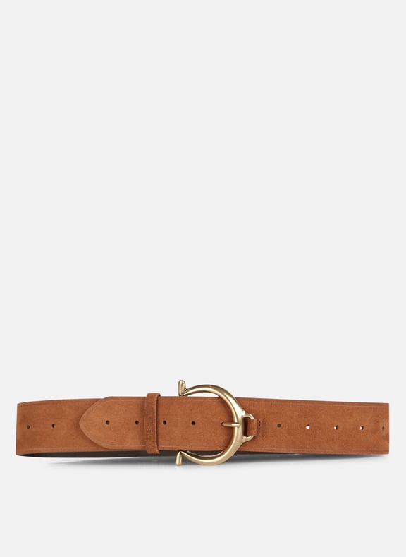 Ceinture en cuir velours Marron by IKKS IKKS Ceinture en cuir velours Marron