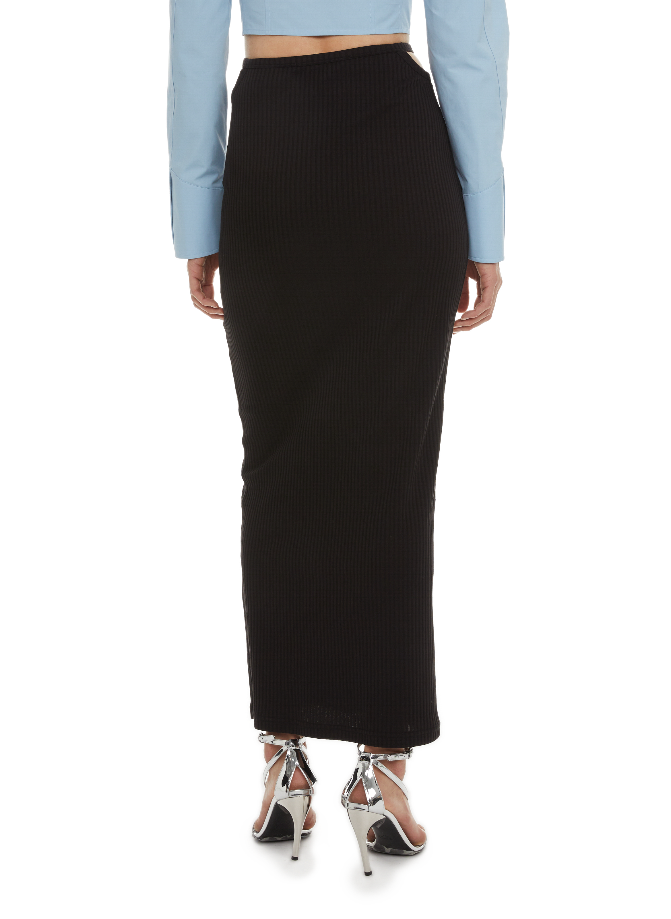 Jupe longue côtelée en coton ALEXANDER WANG Noir