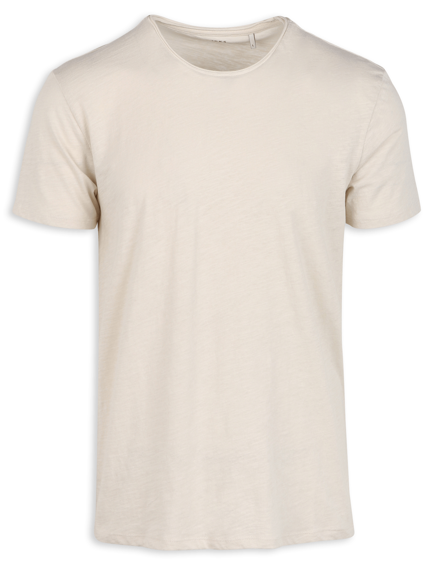Tee-shirt col rond en coton flammé Blanc