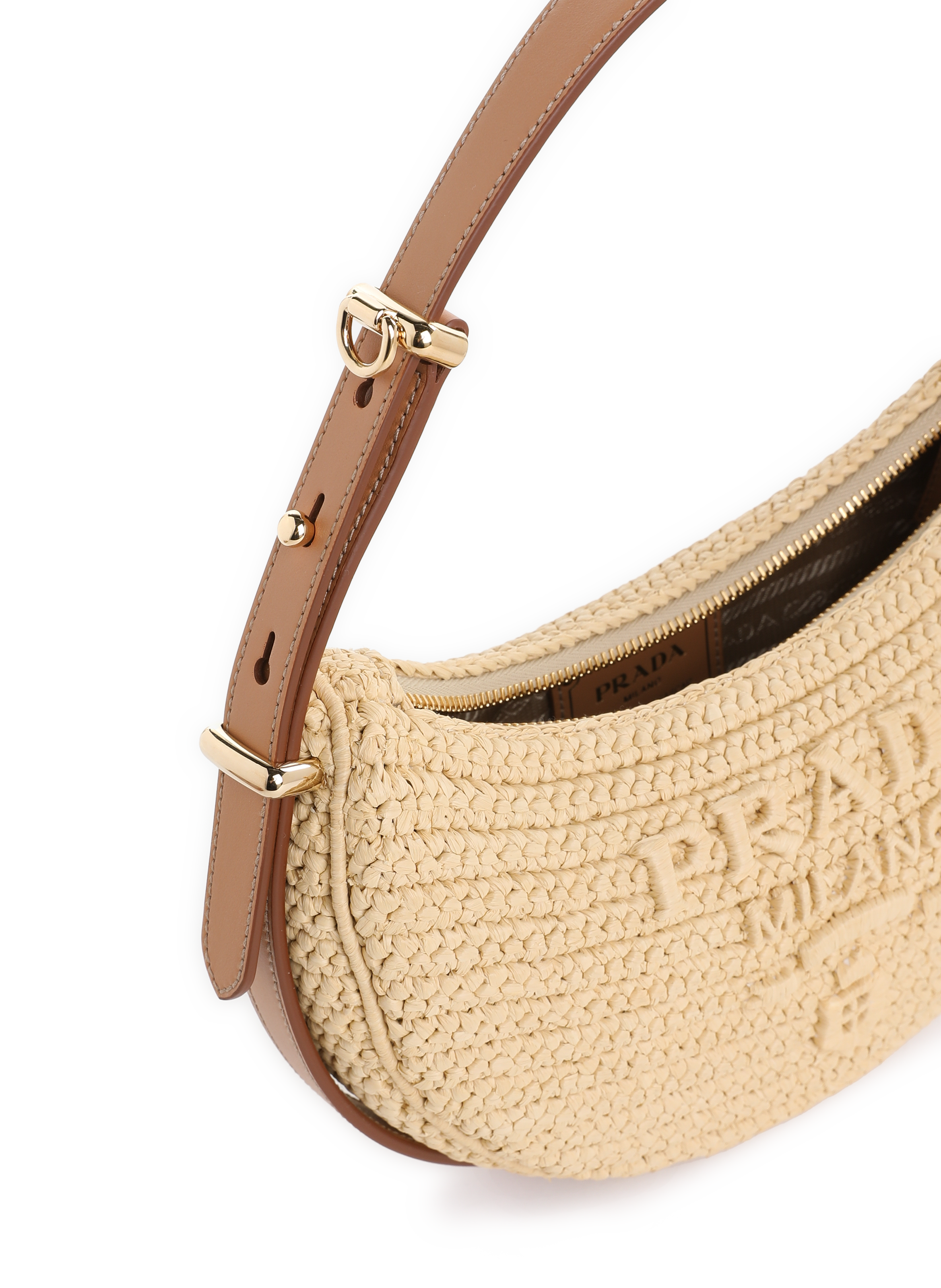 Raffia and leather handbag PRADA Beige