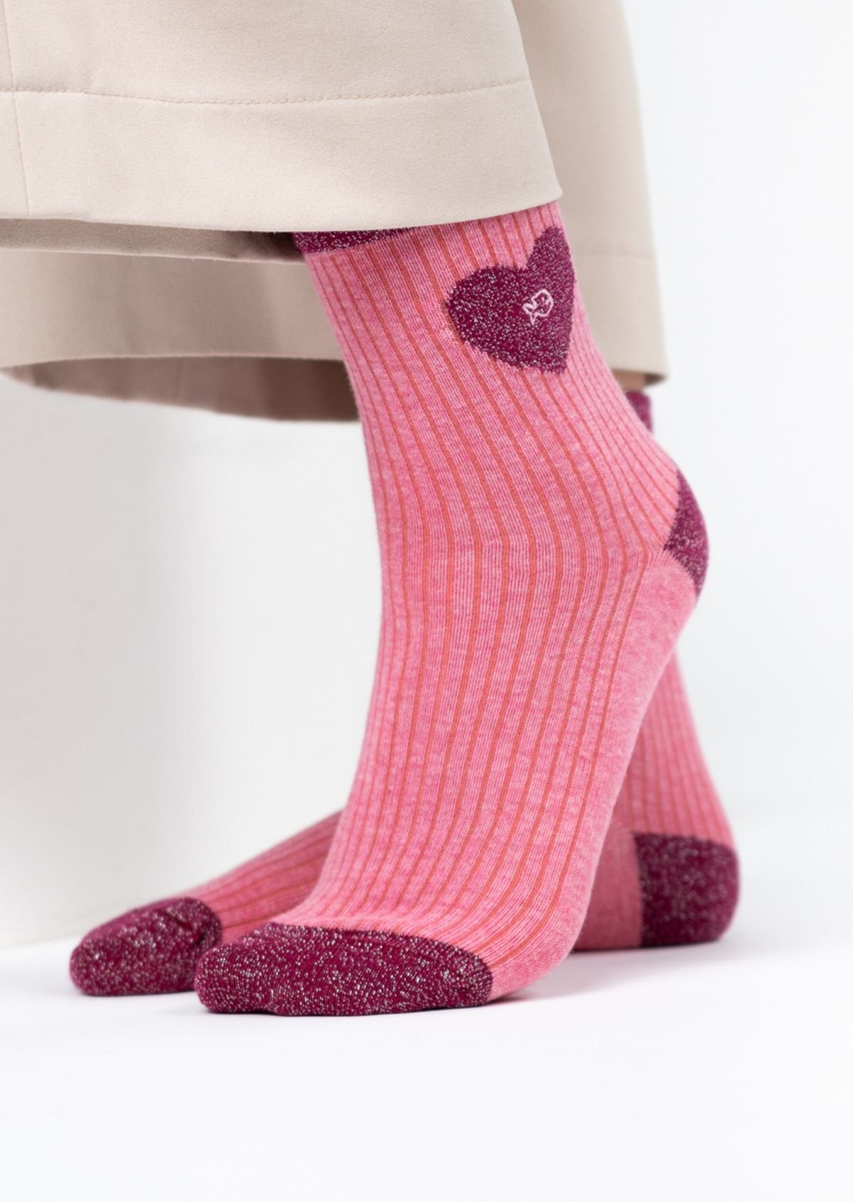Chaussettes en coton peigné coeur BILLYBELT Rose