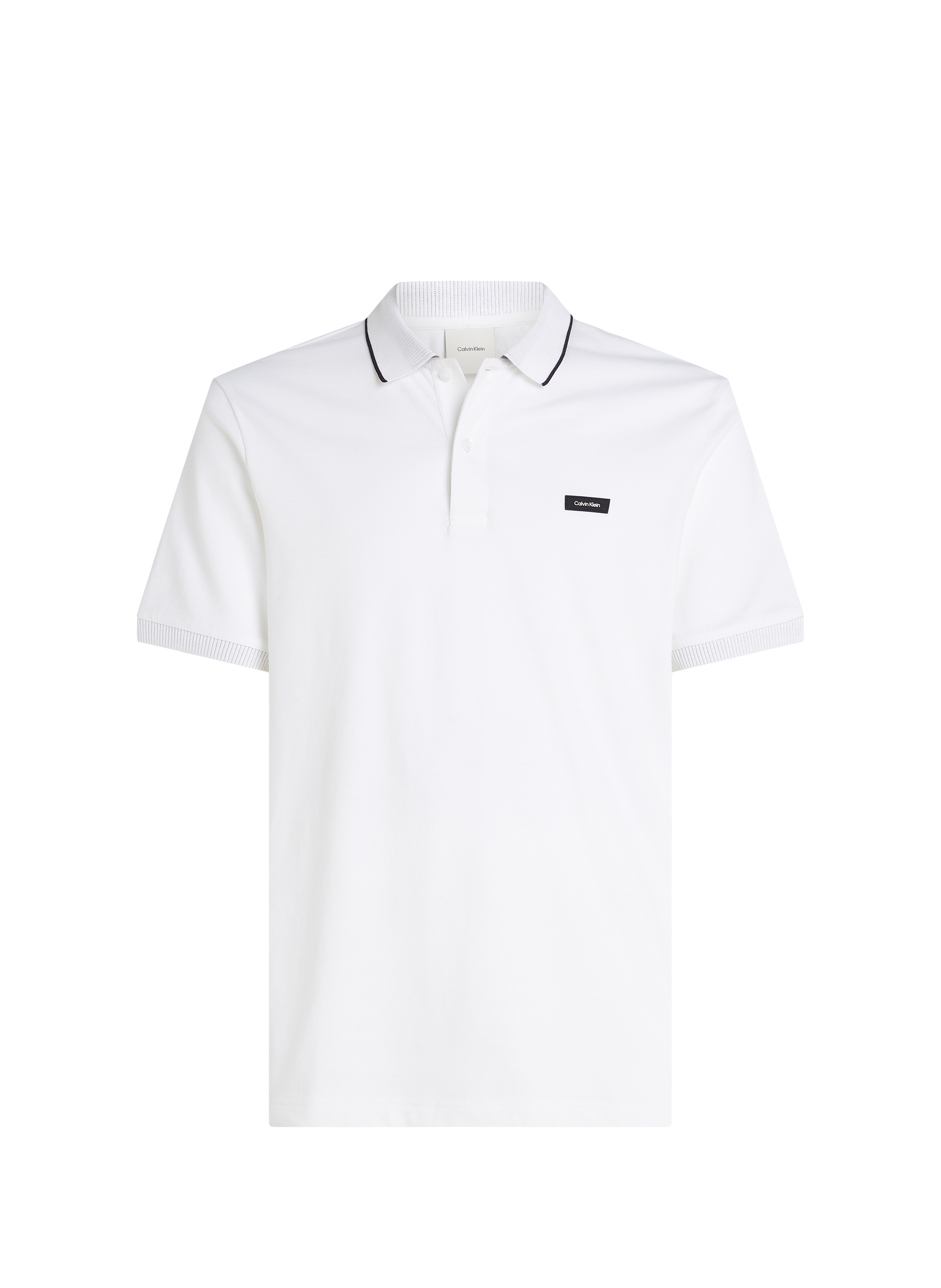 Polo droit en coton mélangé CALVIN KLEIN Blanc
