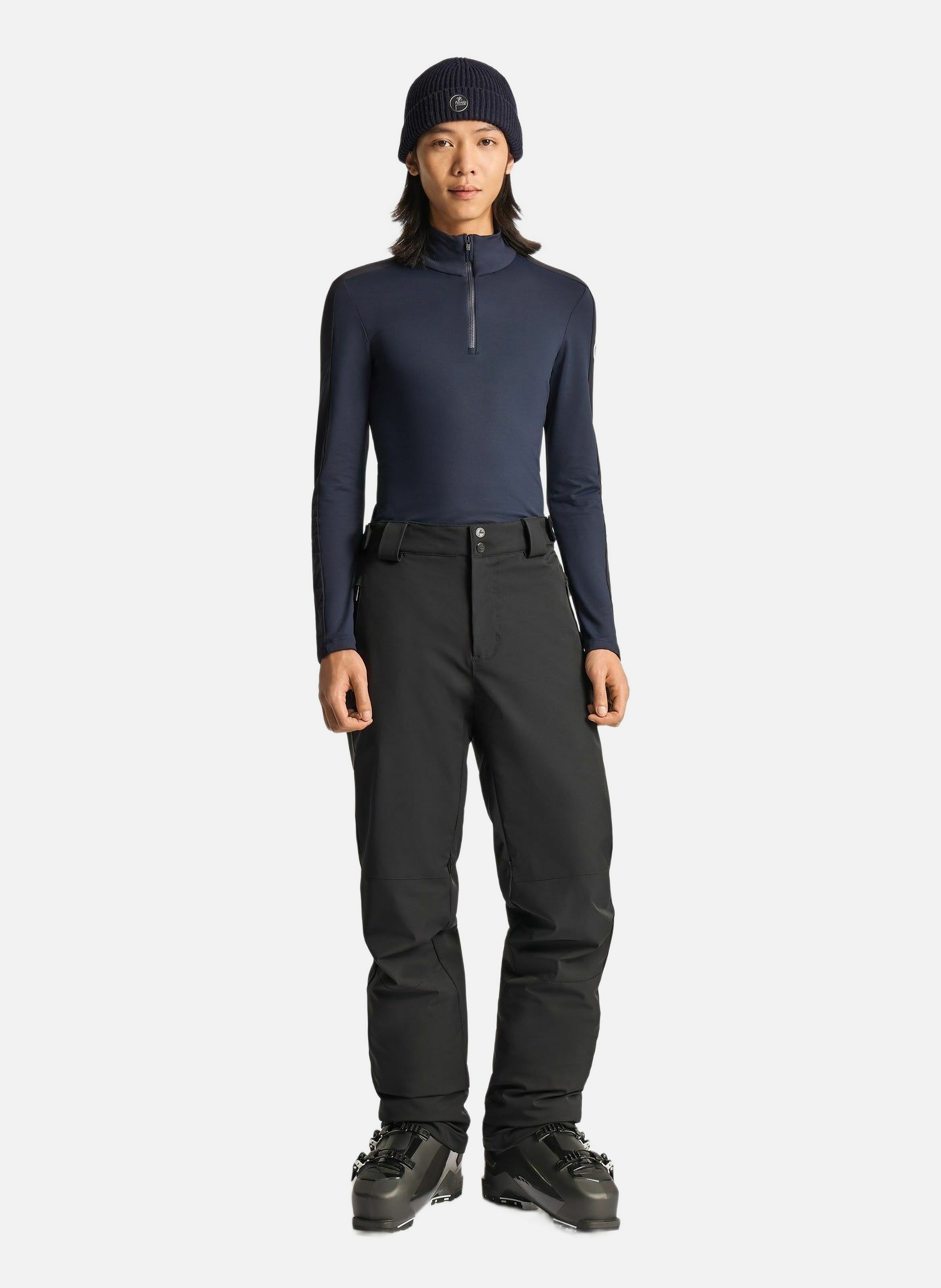 Sous pull de ski alpille col montant coupe ajustée  Marin/noir