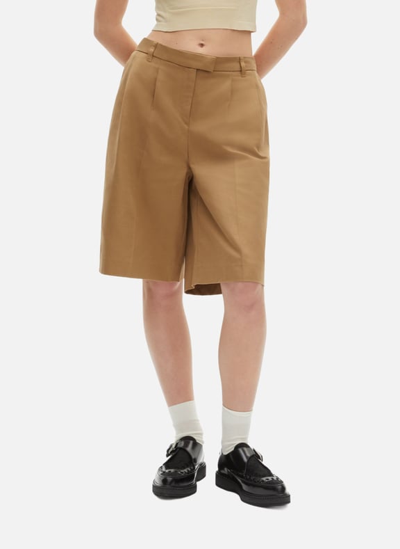Bermuda en coton et lin Marron by THE KOOPLES THE KOOPLES Bermuda en coton et lin Marron