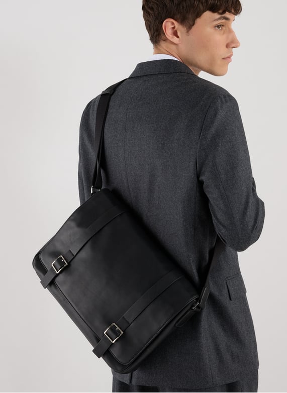Sac messenger en cuir  | Noir by SAISON 1865 Sac messenger en cuir  Noir