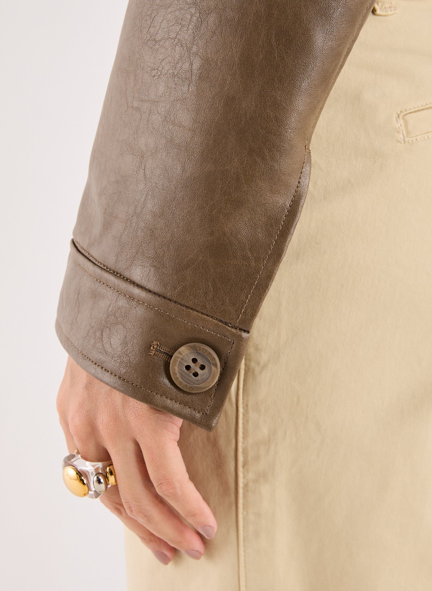 Veste en similicuir Dora GUESS Beige