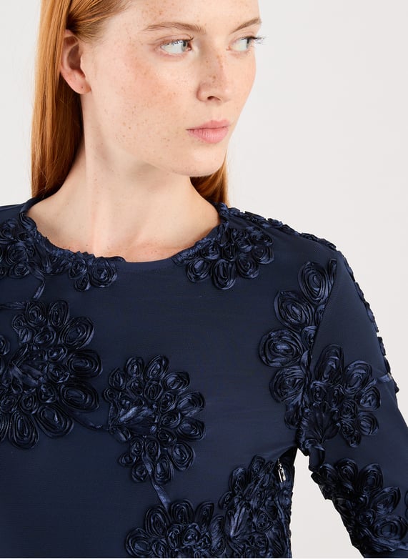 Robe courte en maille 3D | Bleu by ROTATE Robe courte en maille 3D Bleu