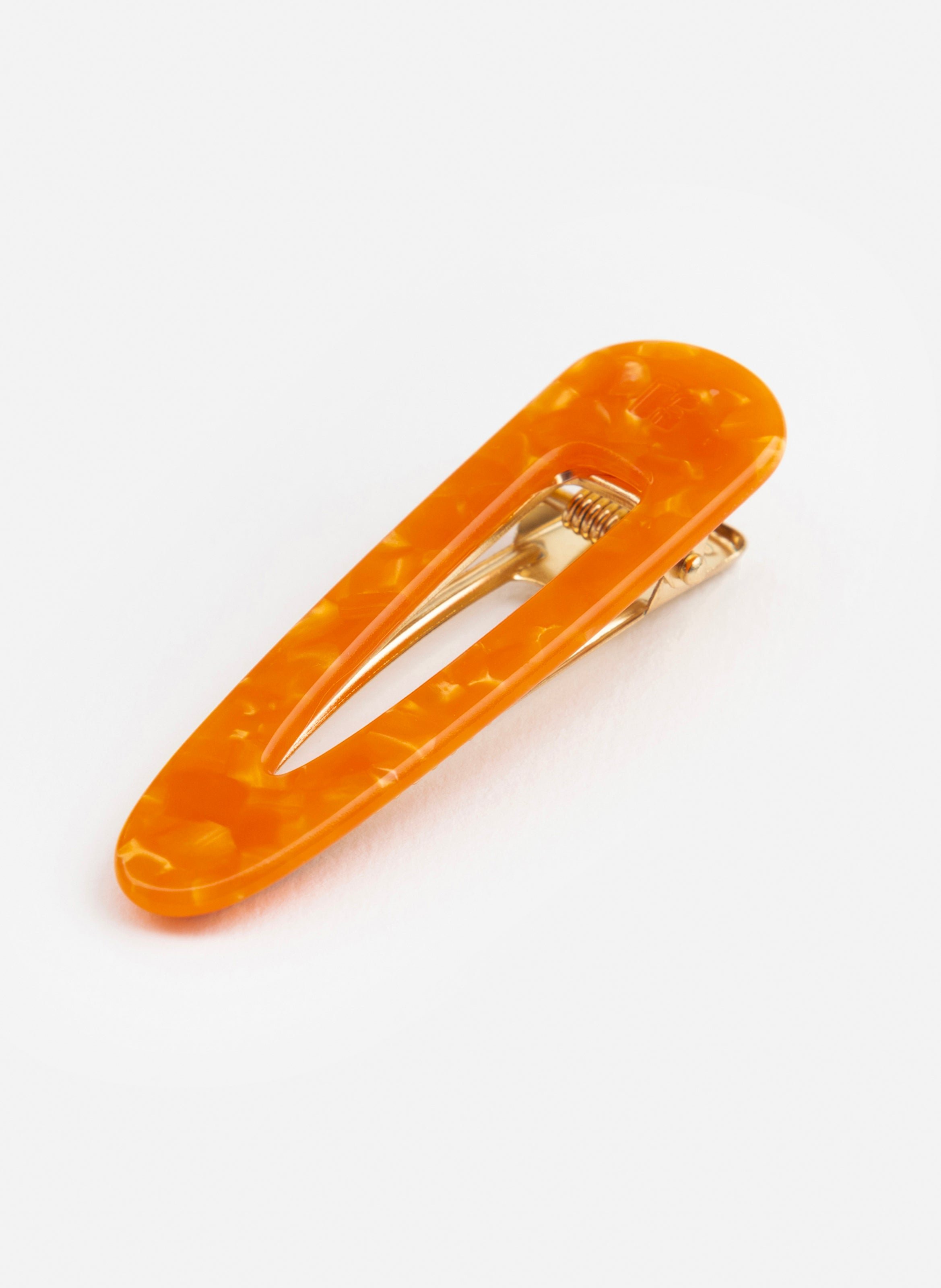 Barrette à cheveux triangle en acétate de cellulose et acier inoxydable KURAGE GINZA Orange