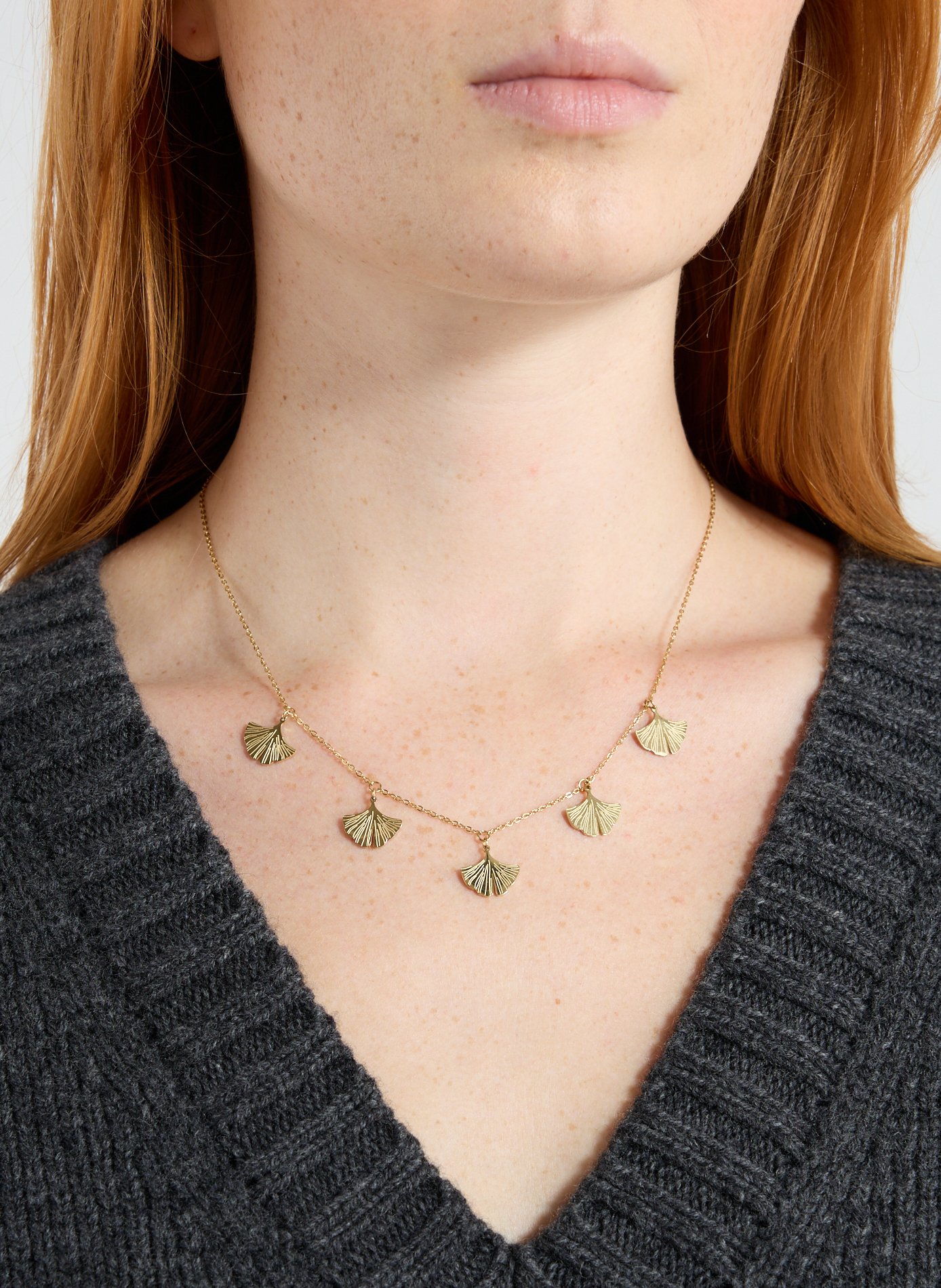 Collier Feuille ginko AU PRINTEMPS PARIS Doré