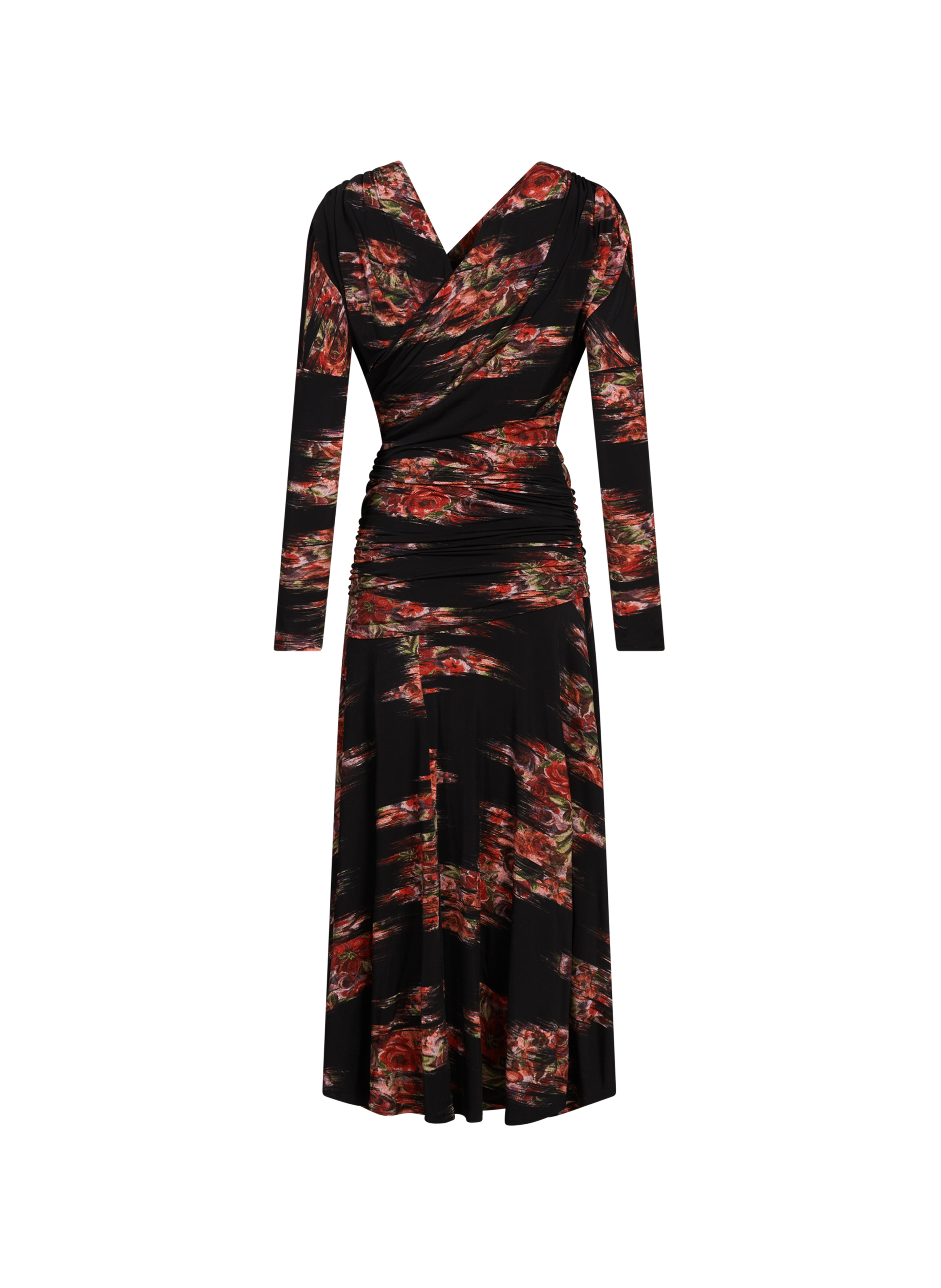 Robe longue froncée à fleurs GANNI Multicolore
