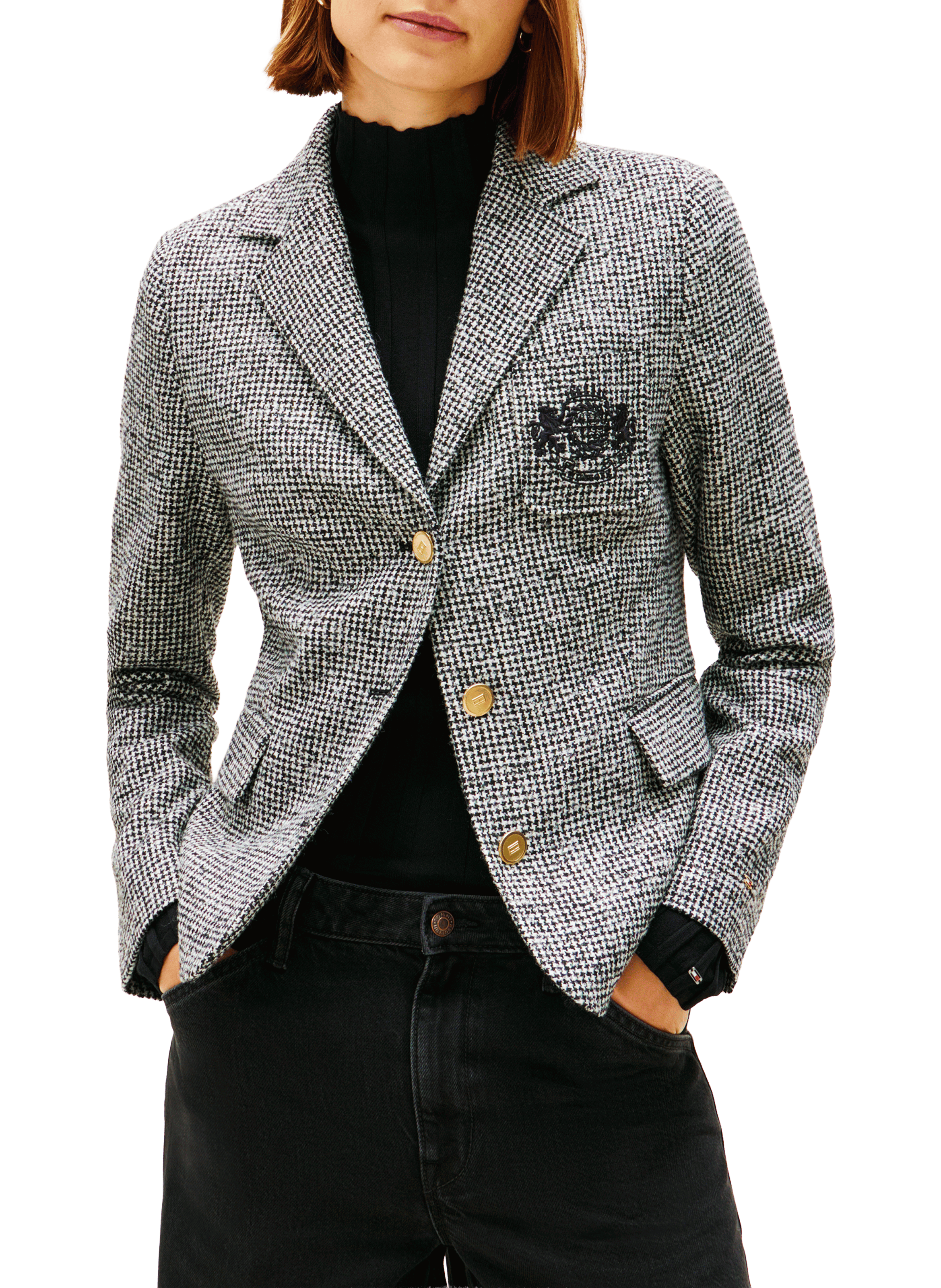Blazer cintré en laine mélangée TOMMY HILFIGER Gris