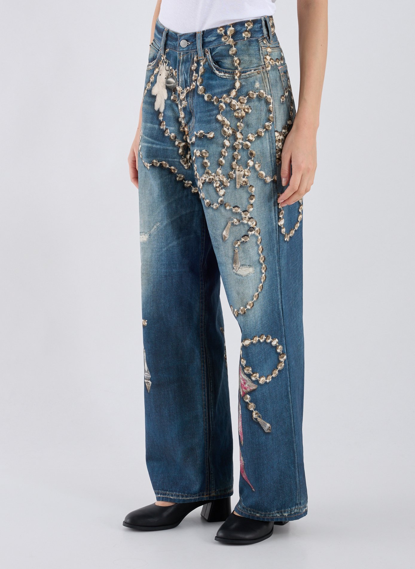 ACNE STUDIOS Jean large à imprimé en coton Bleu