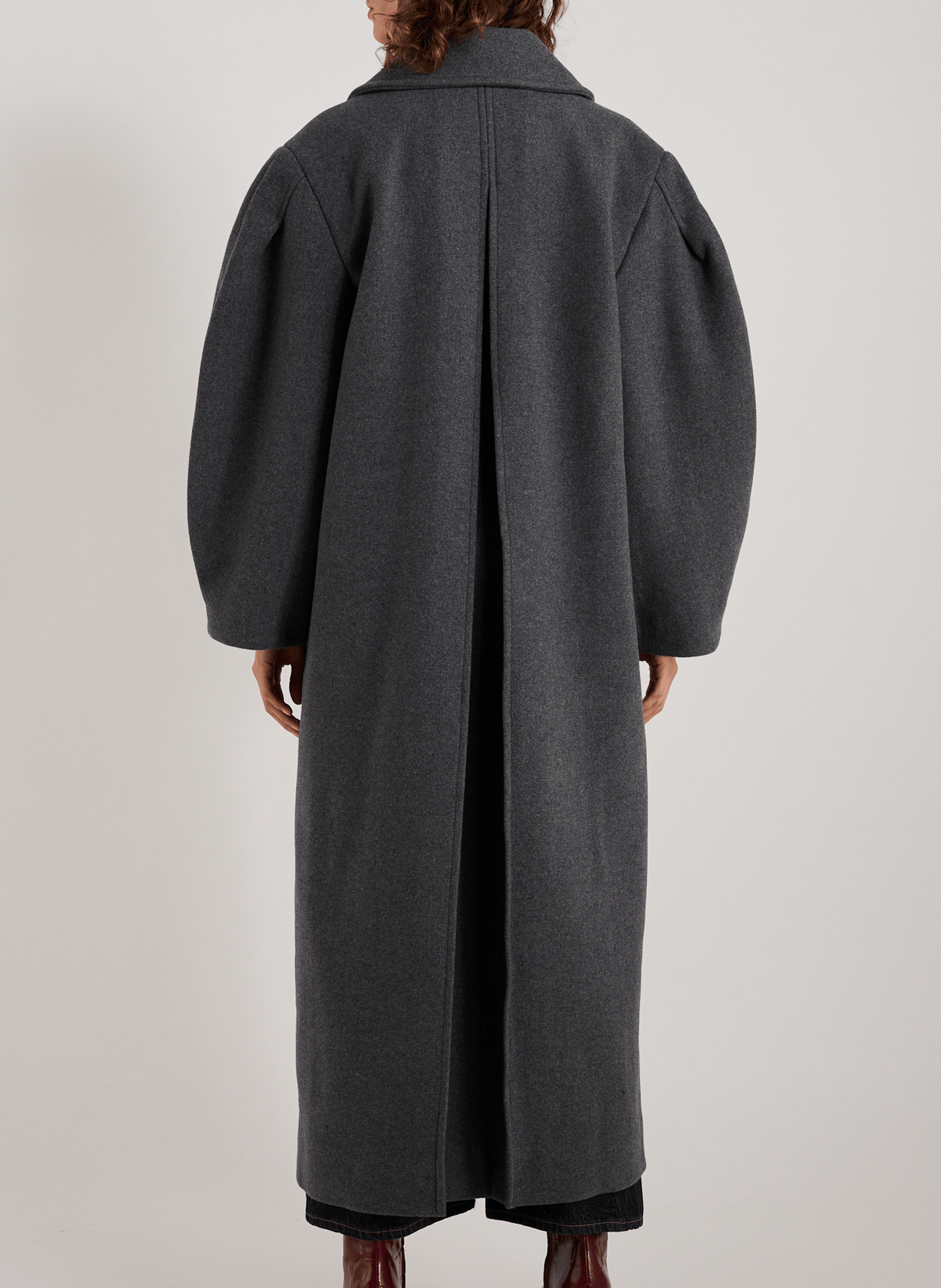 Oversized long woolen peacoat GANNI Grey