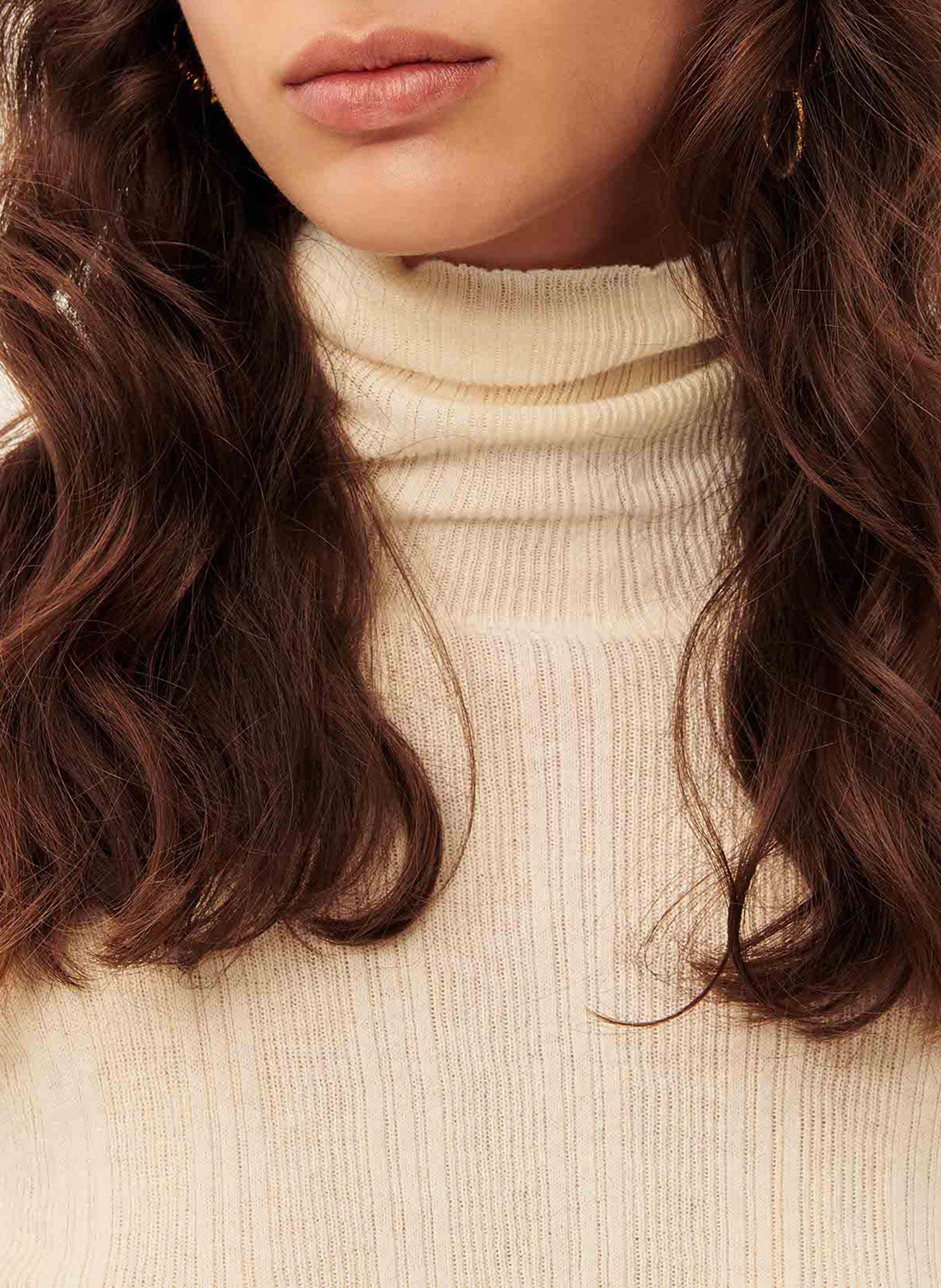 Pull col roulé ajusté en coton mélangé norte SESSUN Beige