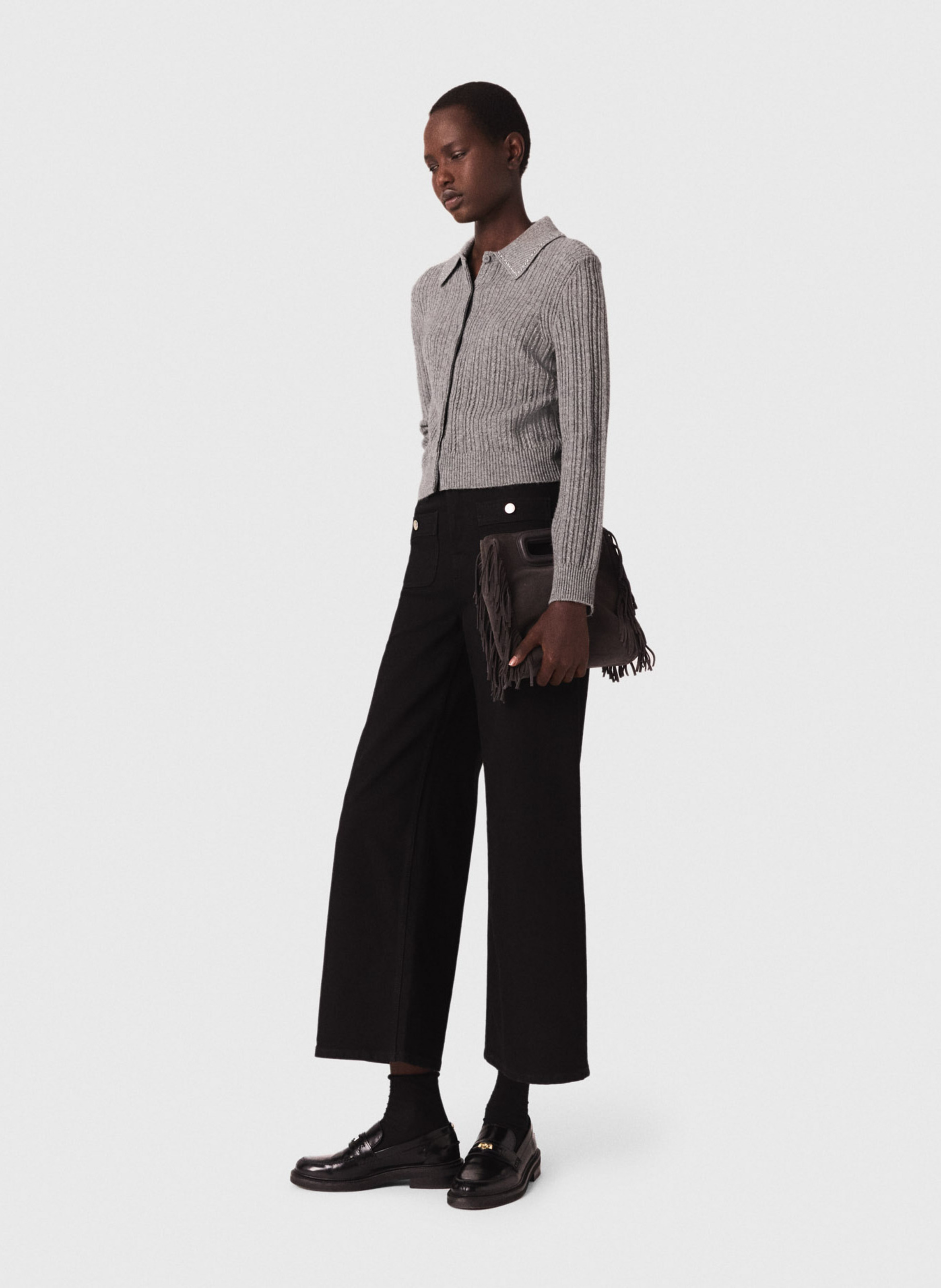 Jean large en coton mélangé MAJE Noir