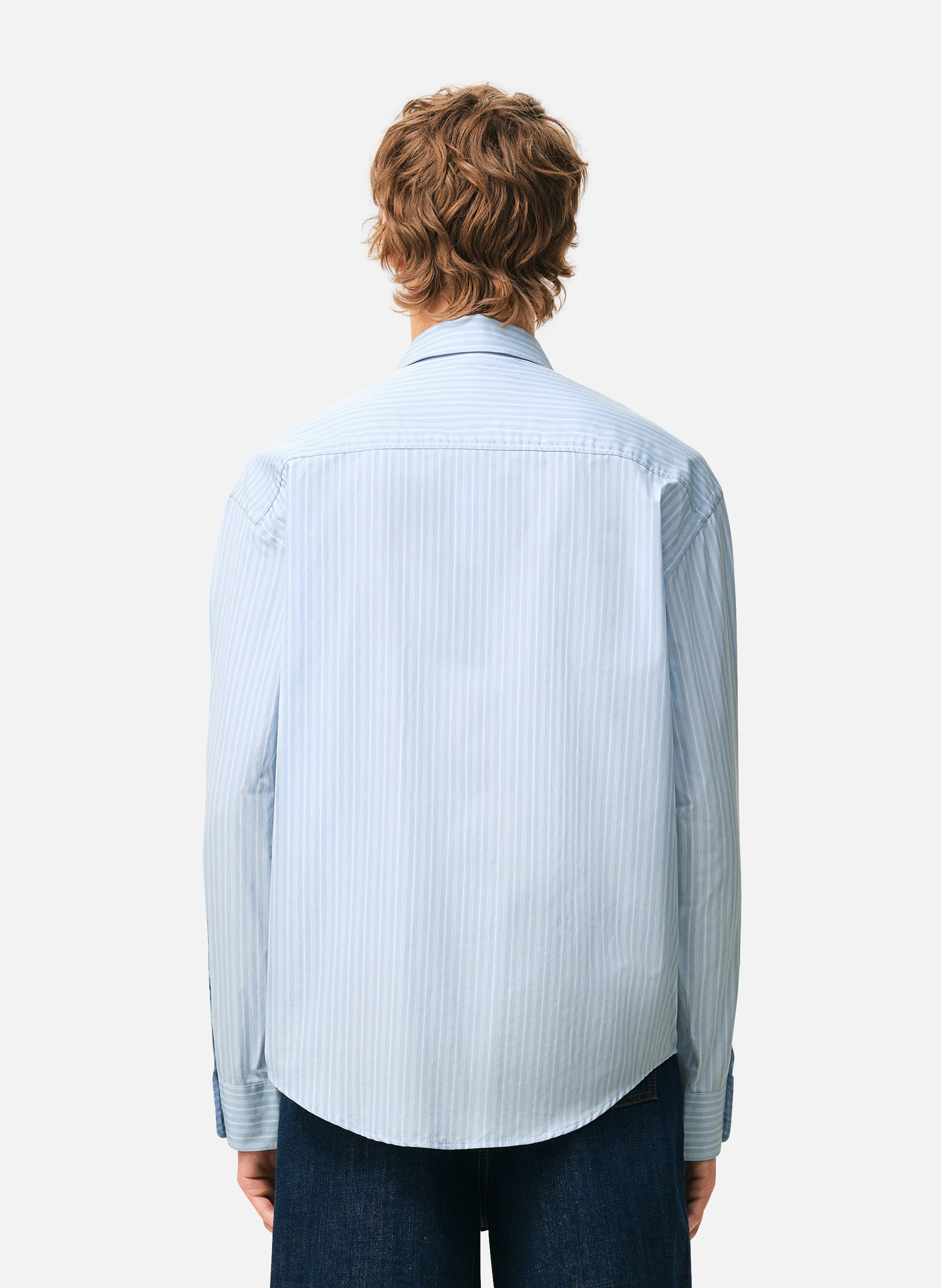 Chemise boxy manches longues ami de coeur unisexe en coton AMI PARIS Bleu