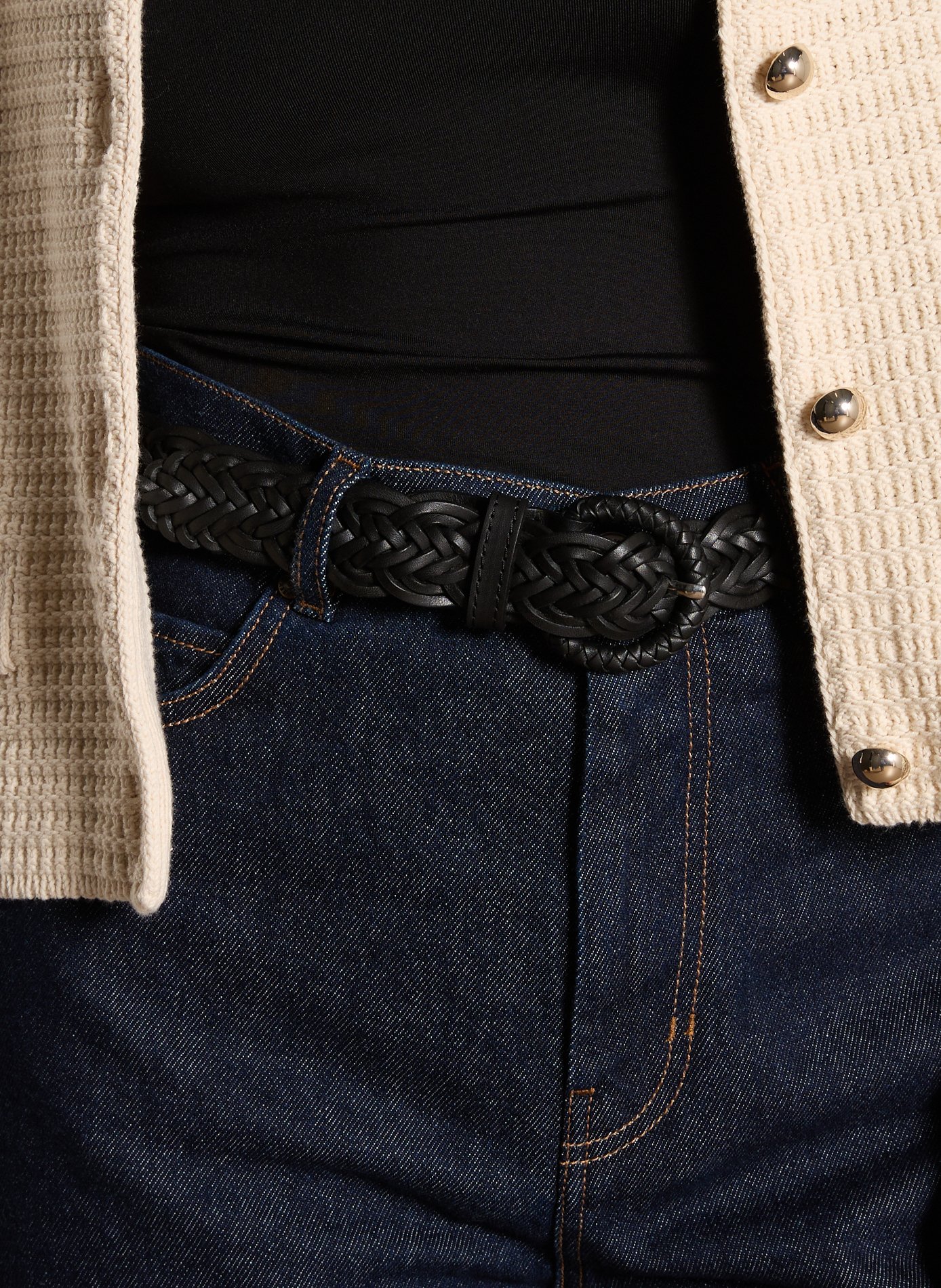 Ceinture en cuir tressée eddy MAISON 123 Noir