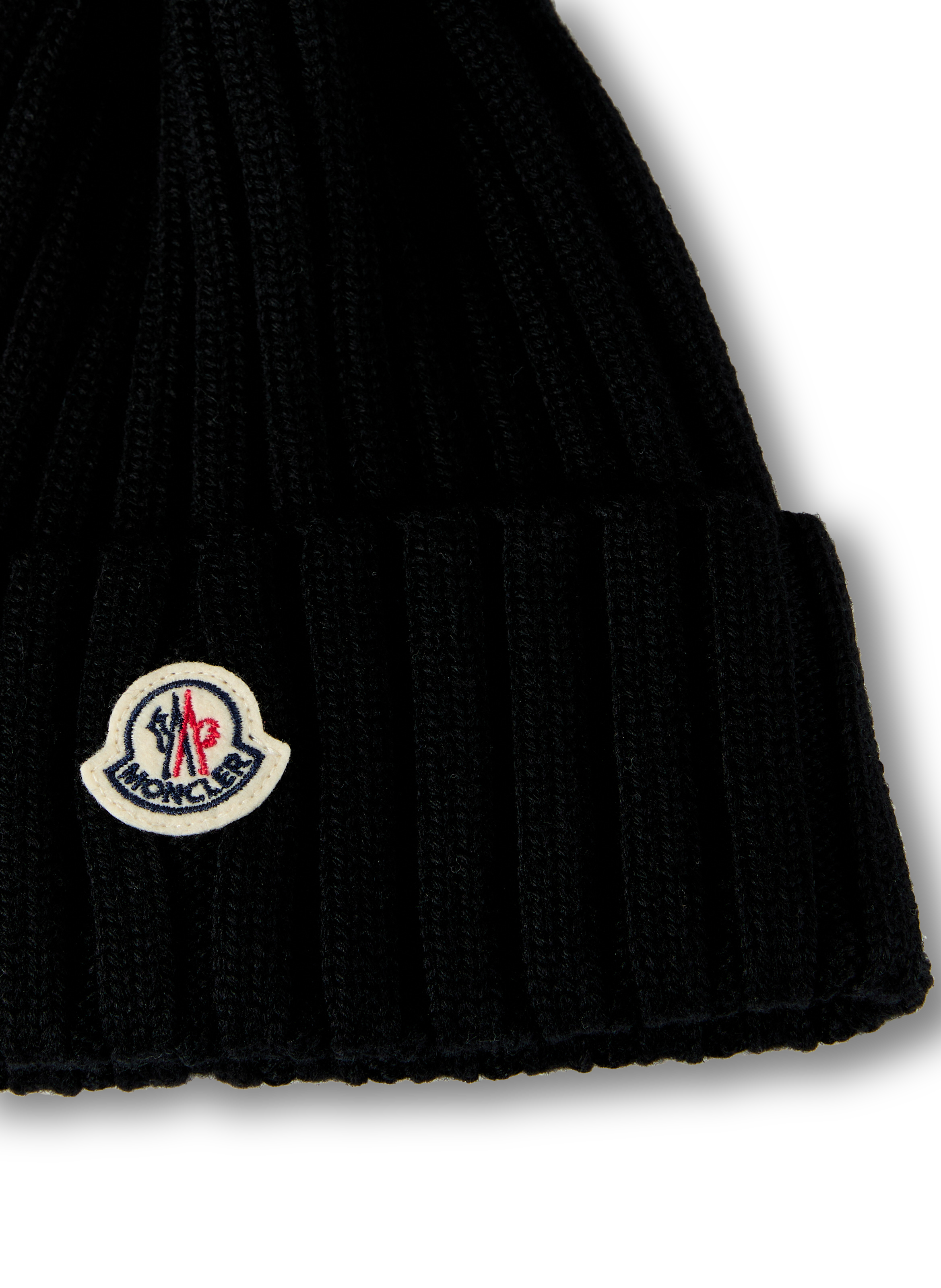 Pompom virgin wool blend beanie MONCLER Black