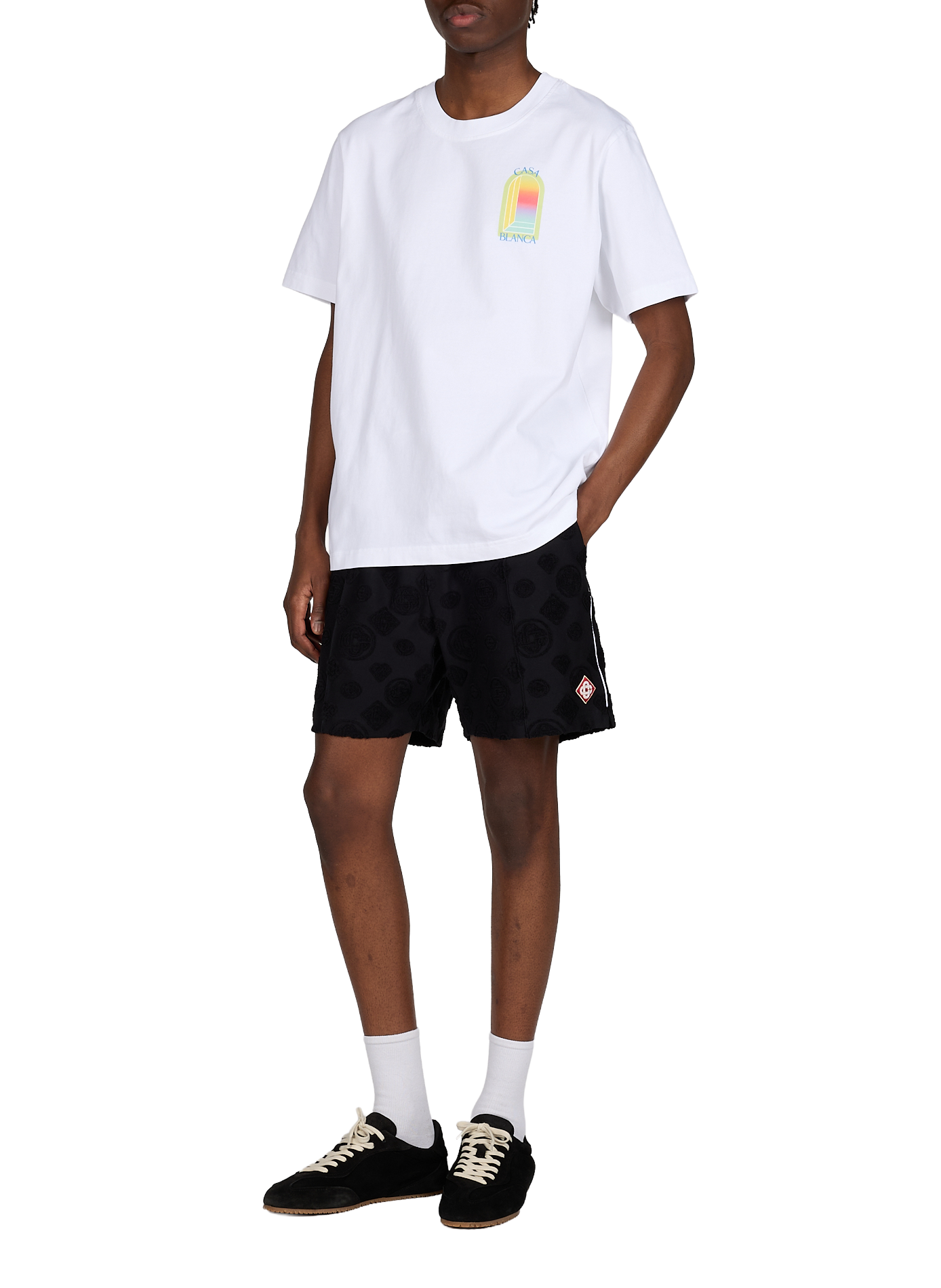 Short jacquard monogram in blended cotton. CASABLANCA PARIS Black