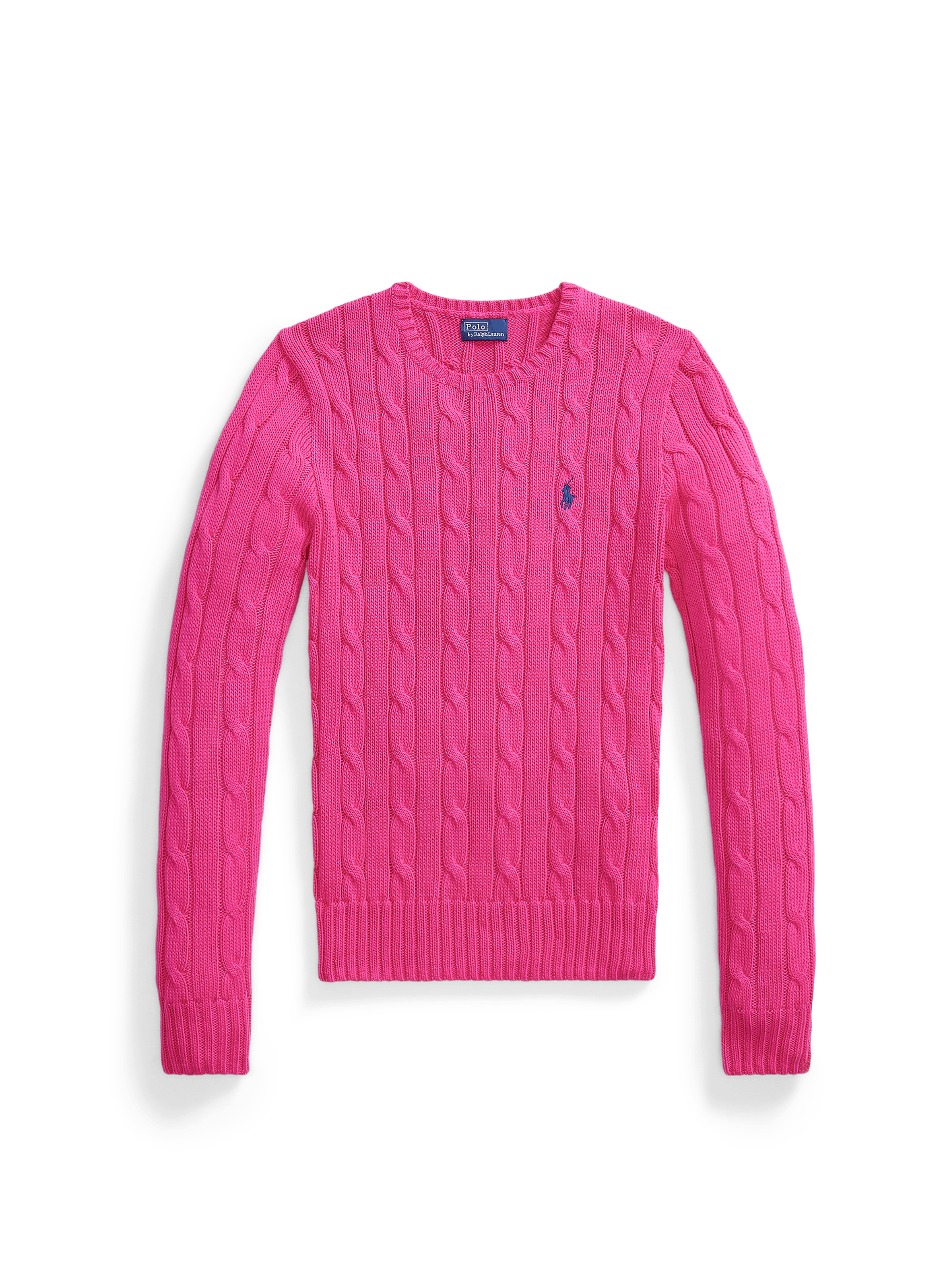 Pull col rond en coton POLO RALPH LAUREN Rose