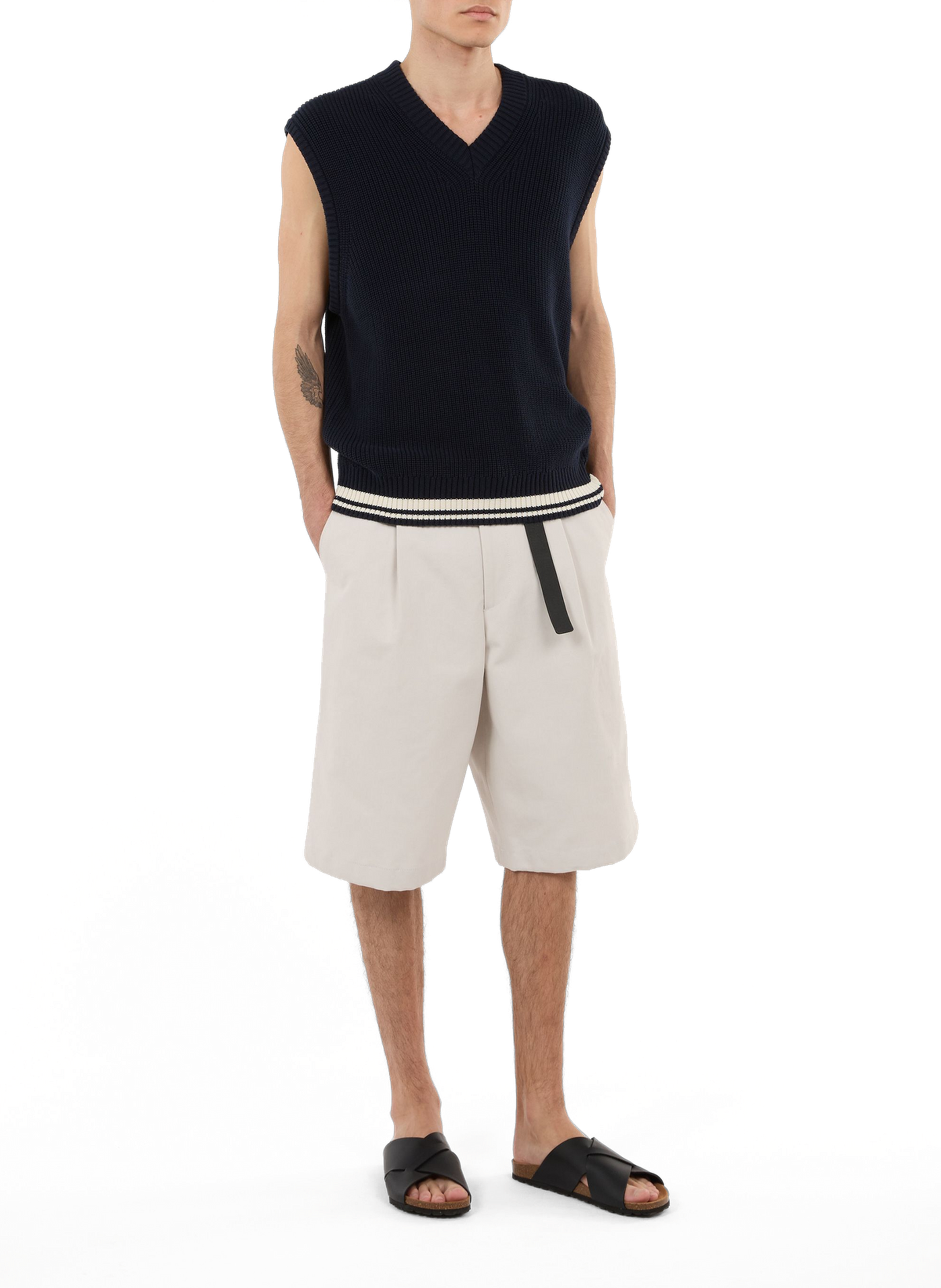Hold sleeveless cotton knit vest SAISON 1865 Blue