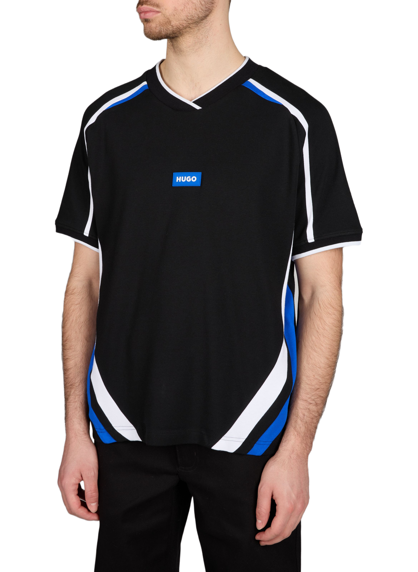 Oversized cotton blend t-shirt HUGO BLUE Black