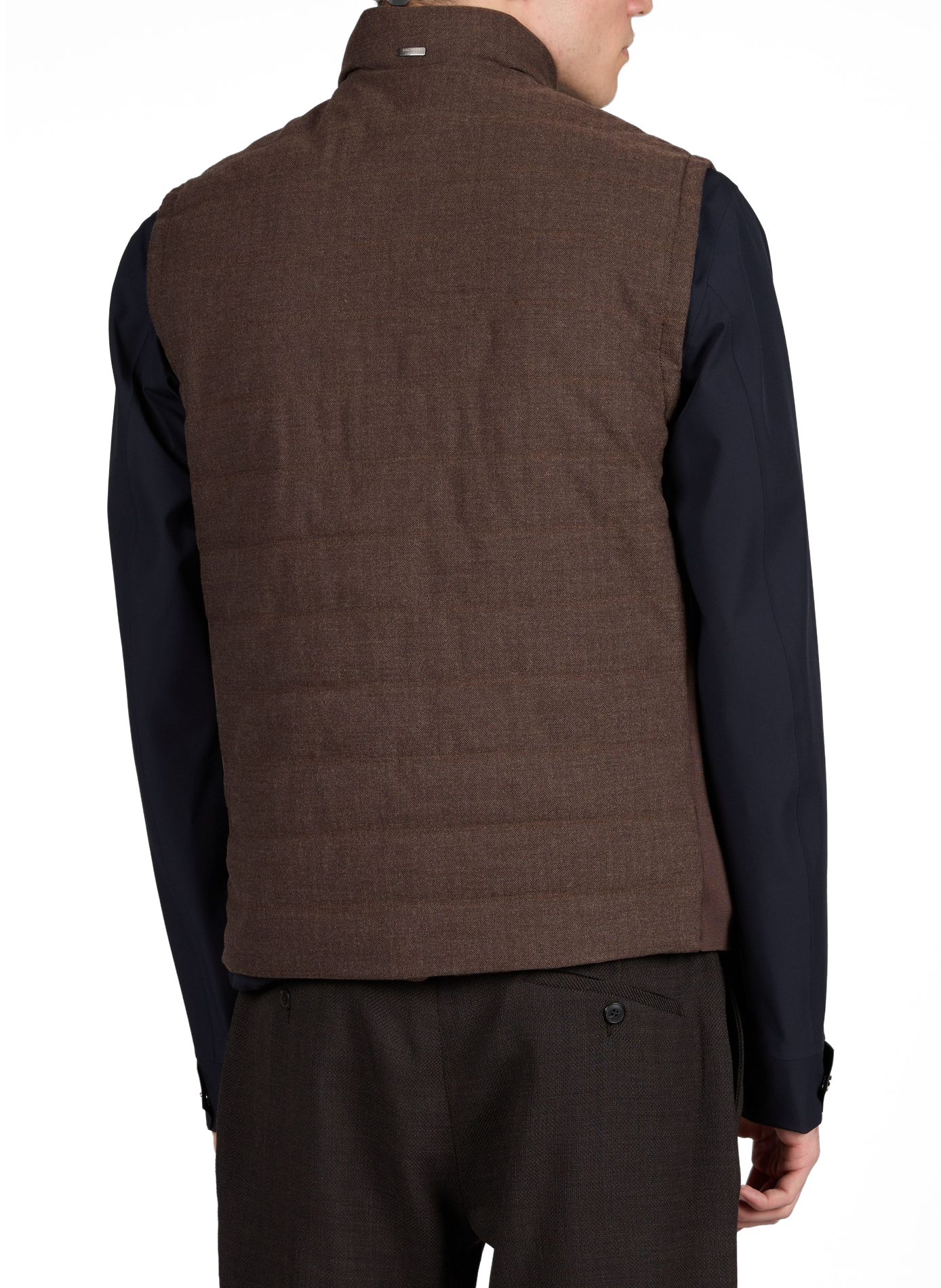 Sleeveless jacket with high collar HACKETT Brown