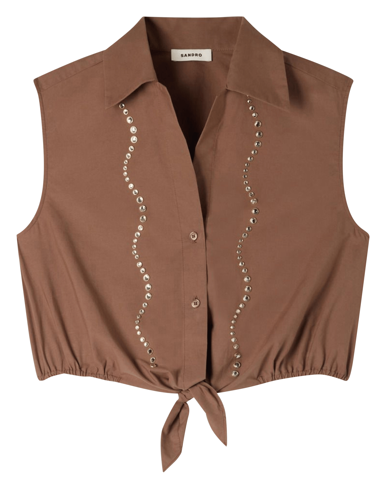 Top droit court en coton SANDRO Marron