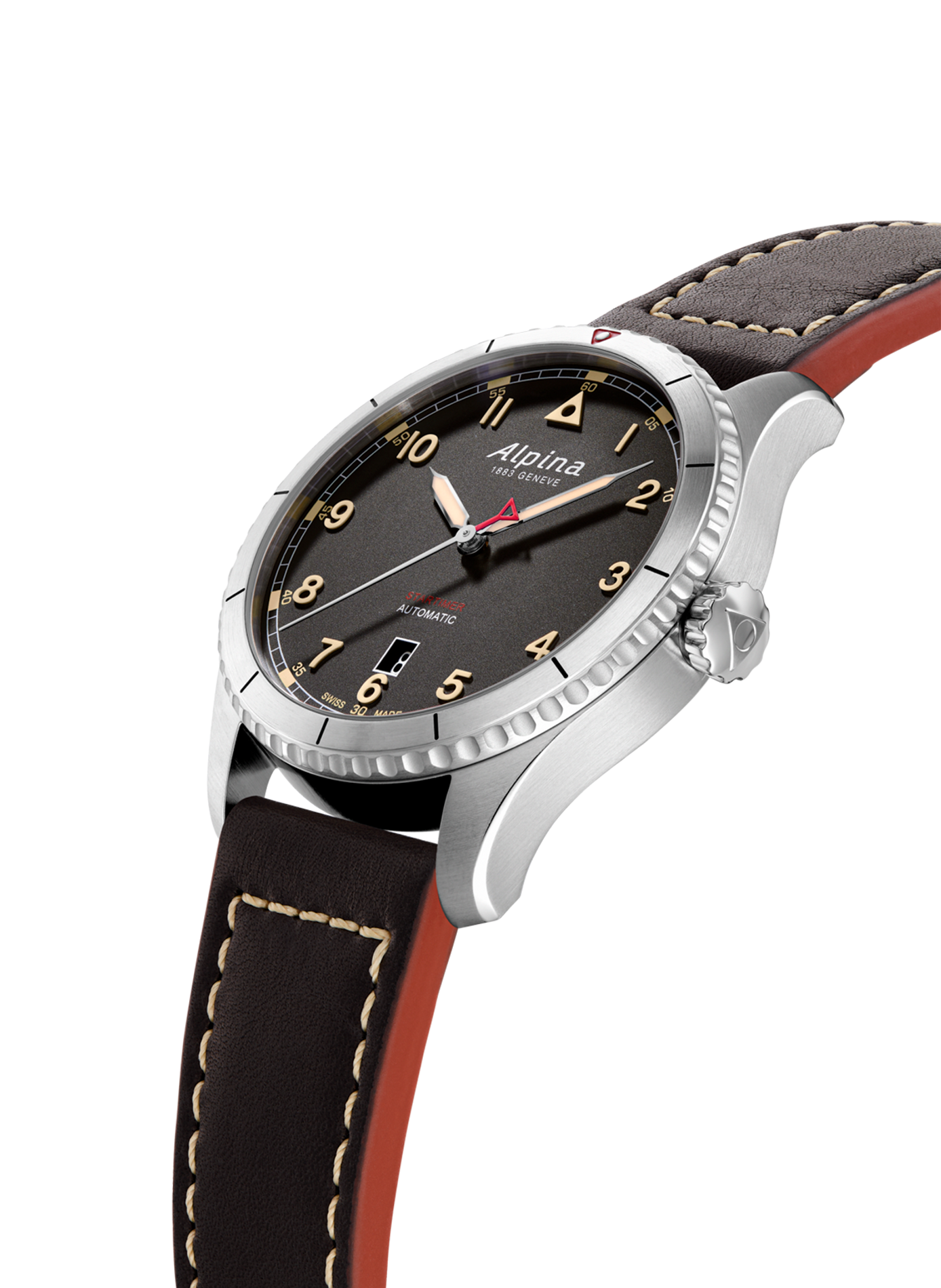Montre automatique Pilot Automatic en cuir de veau ALPINA Noir