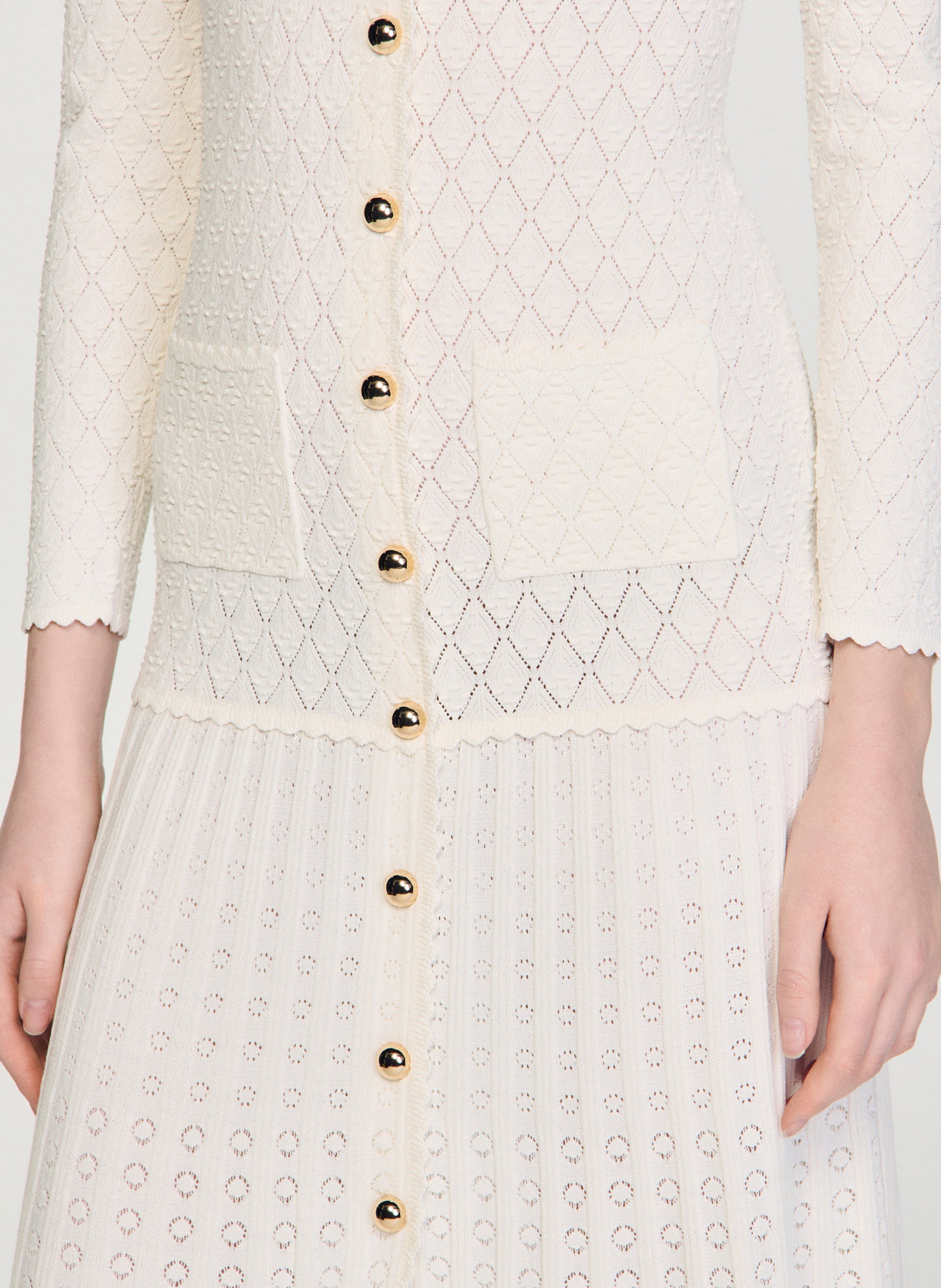 Robe longue col v Beige