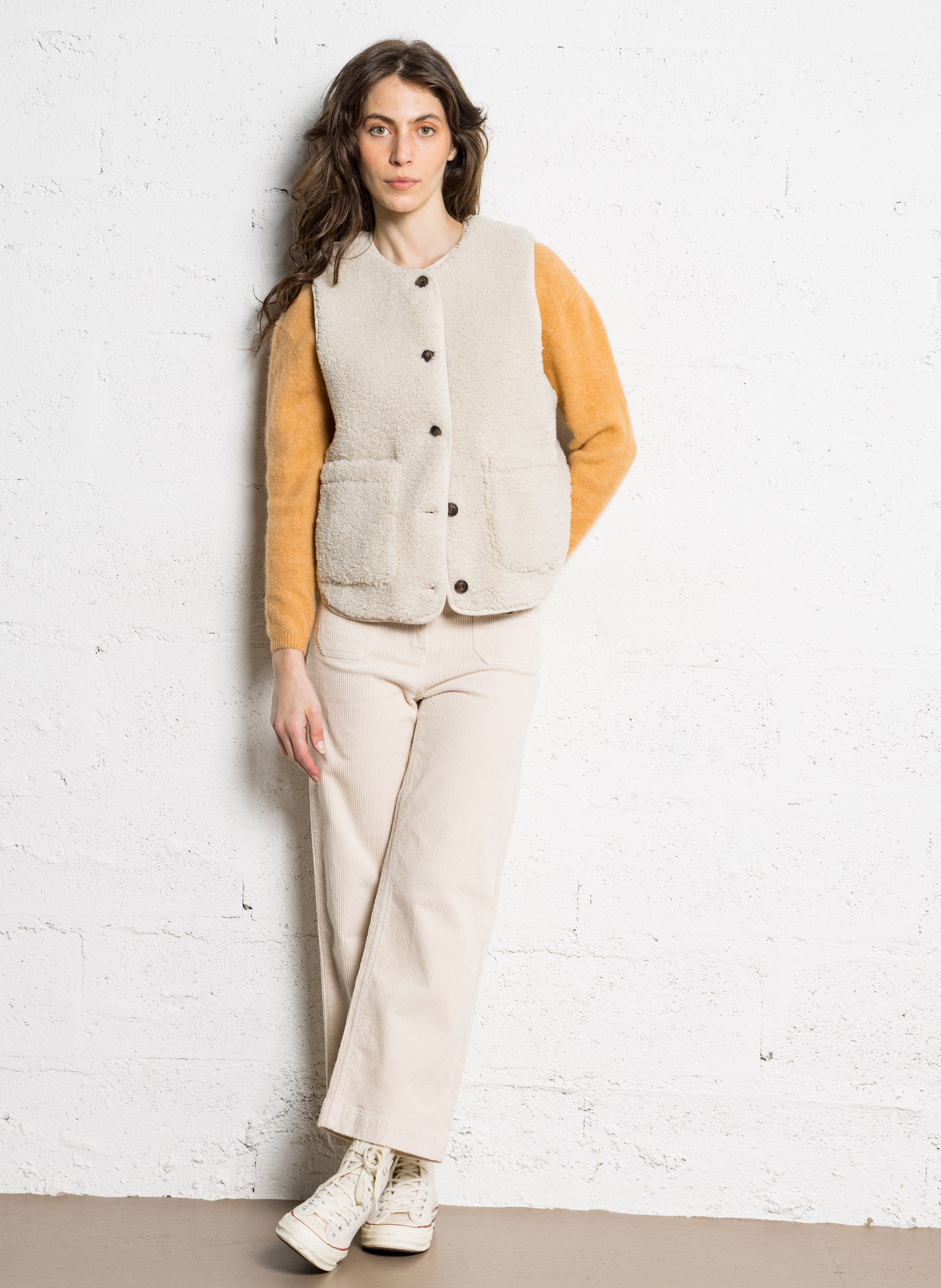 Pantalon droit en velours côtelé mae MAISON 123 Blanc