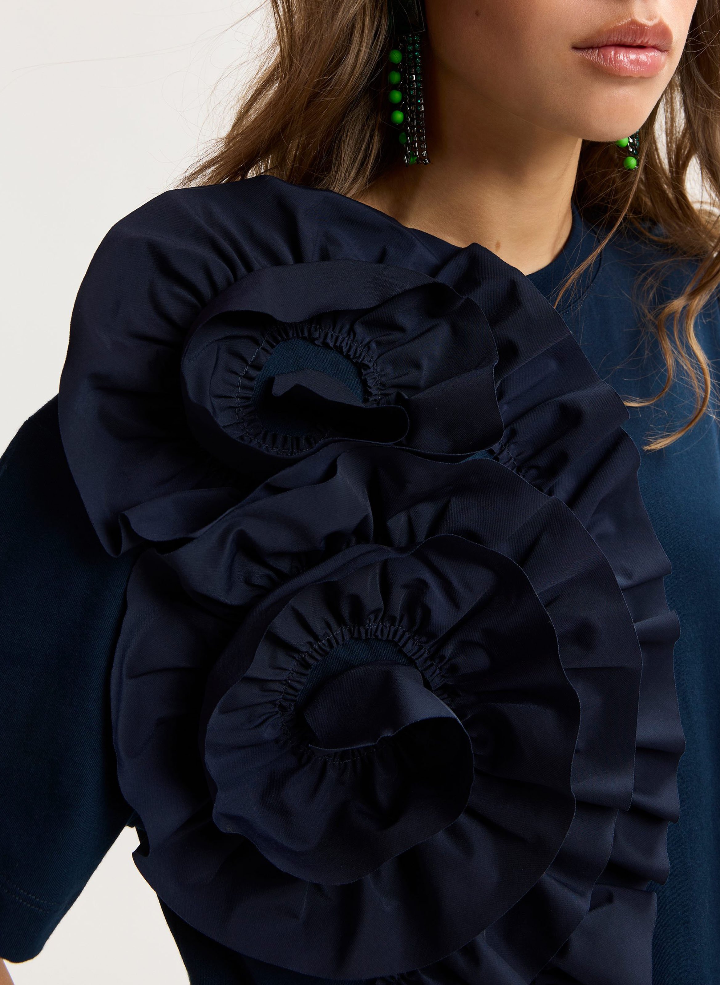 Top manches courtes à froufrous jidole ESSENTIEL ANTWERP Bleu
