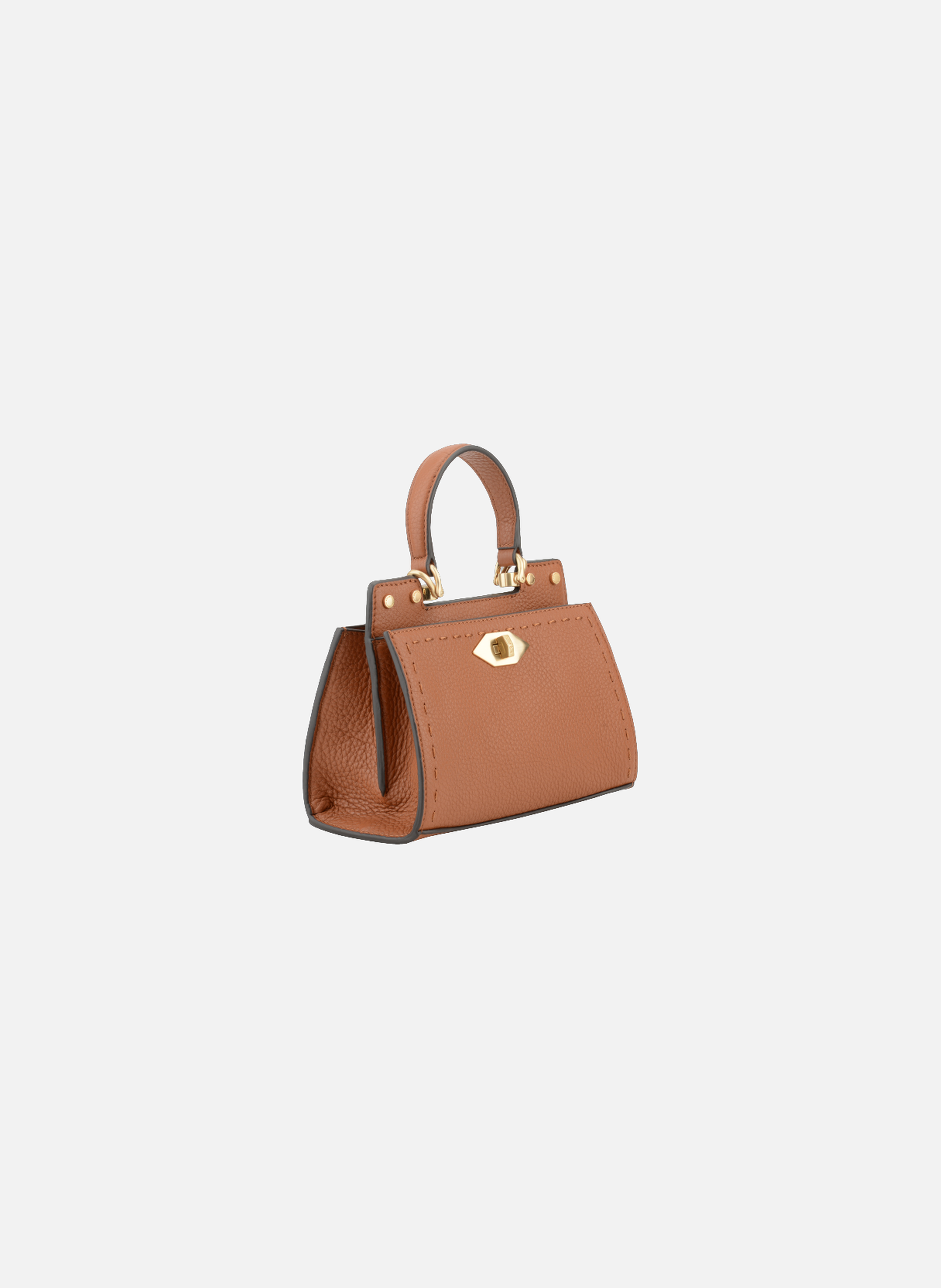 Trianon | sac à main micro en cuir de vachette POURCHET Marron
